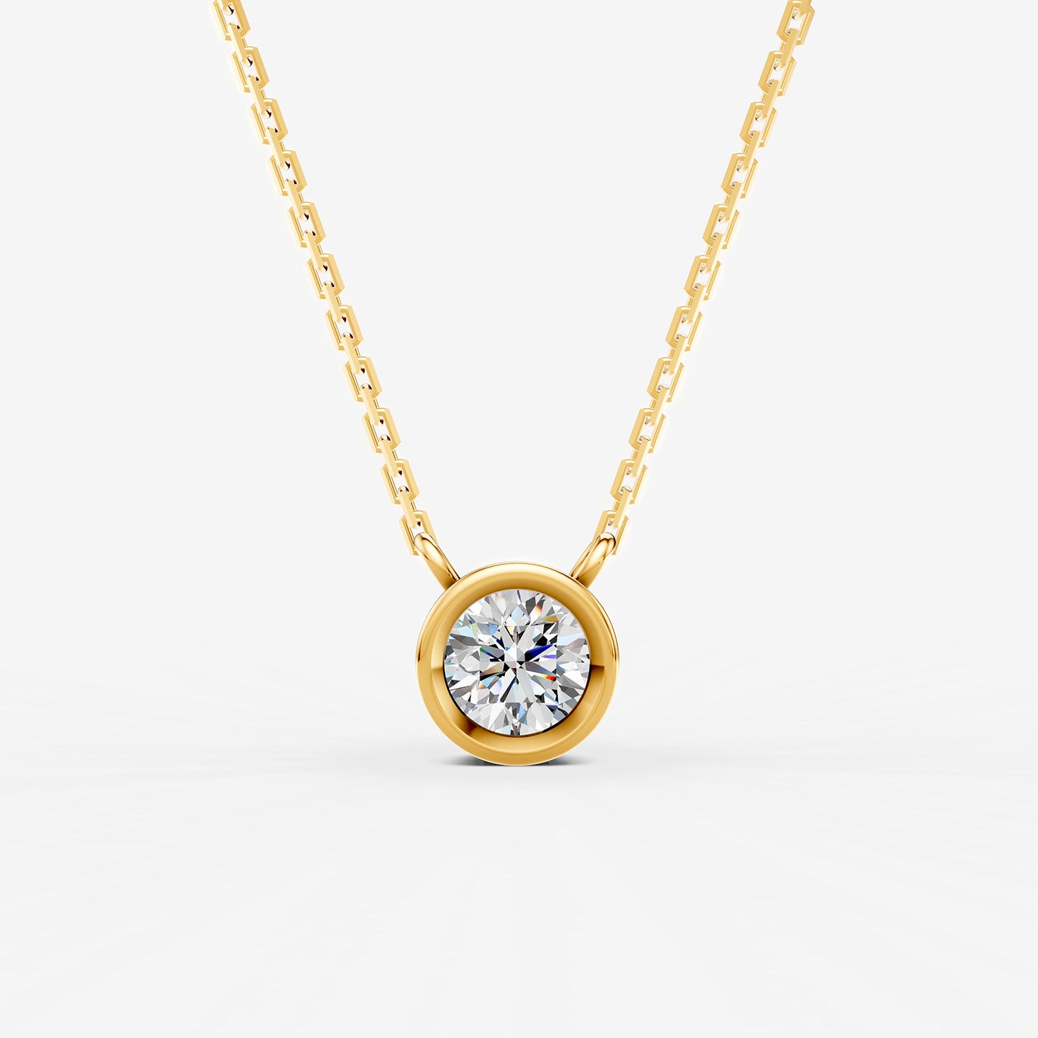 Bezel Round Solitaire Pendant in 18K Yellow Gold