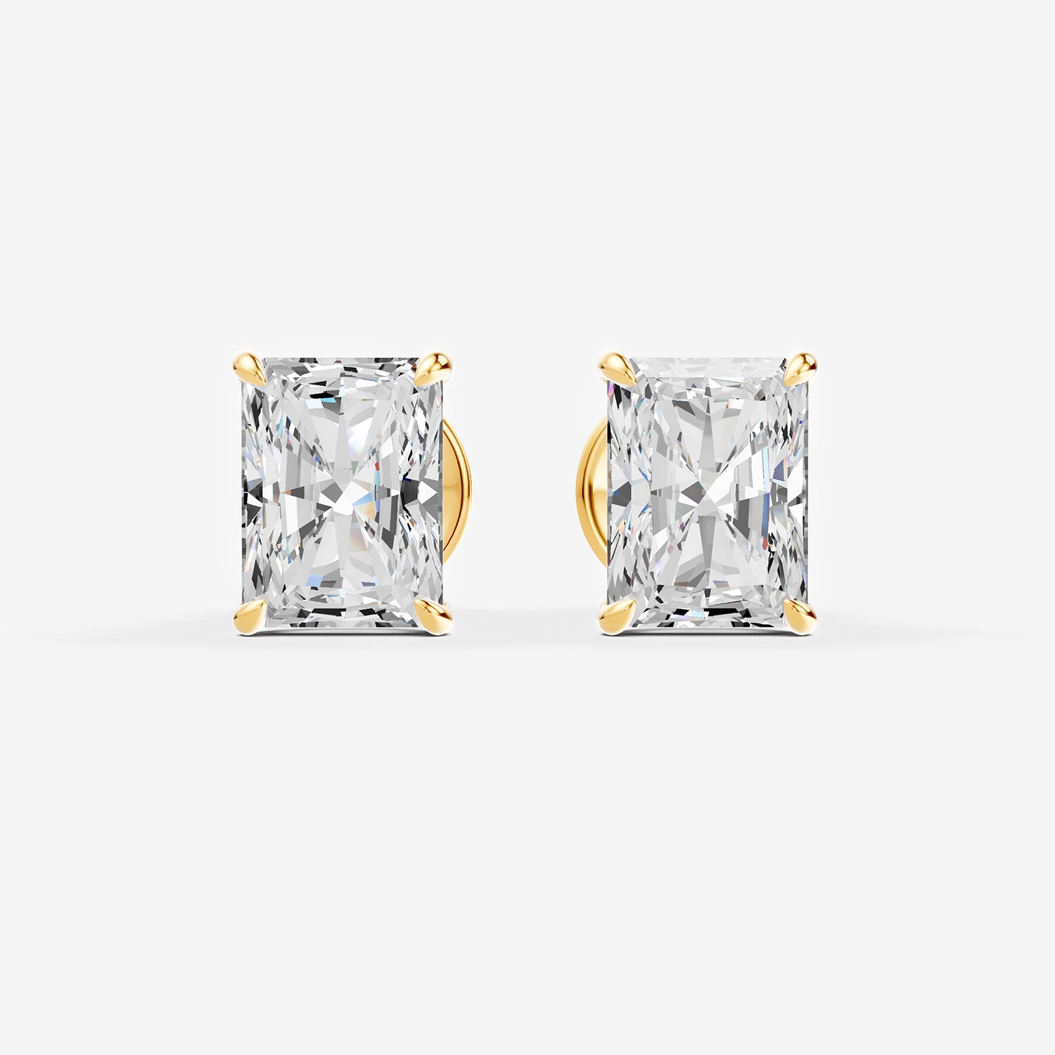 Classic Radiant Solitaire Earrings in 18K Yellow Gold