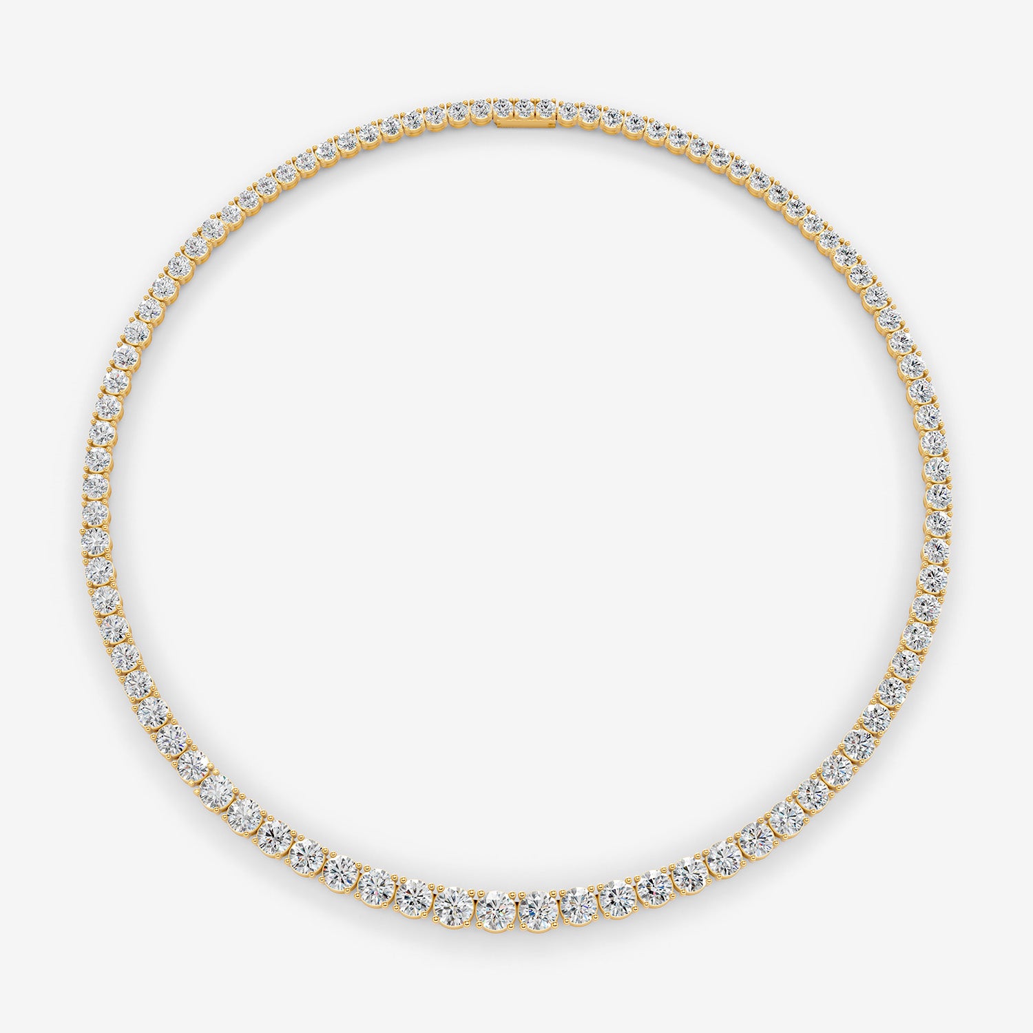 Graduated Classic 10 Carat Tennis Necklace in 18K Yellow Gold