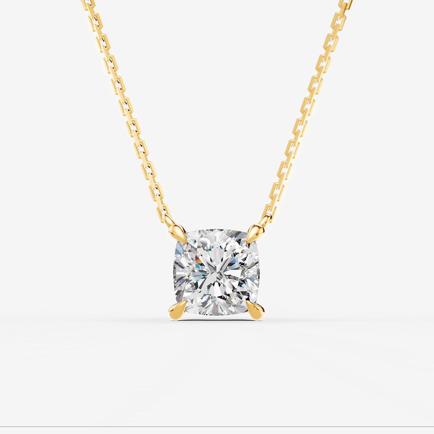 Classic Cushion Solitaire Pendant in 18K Yellow Gold