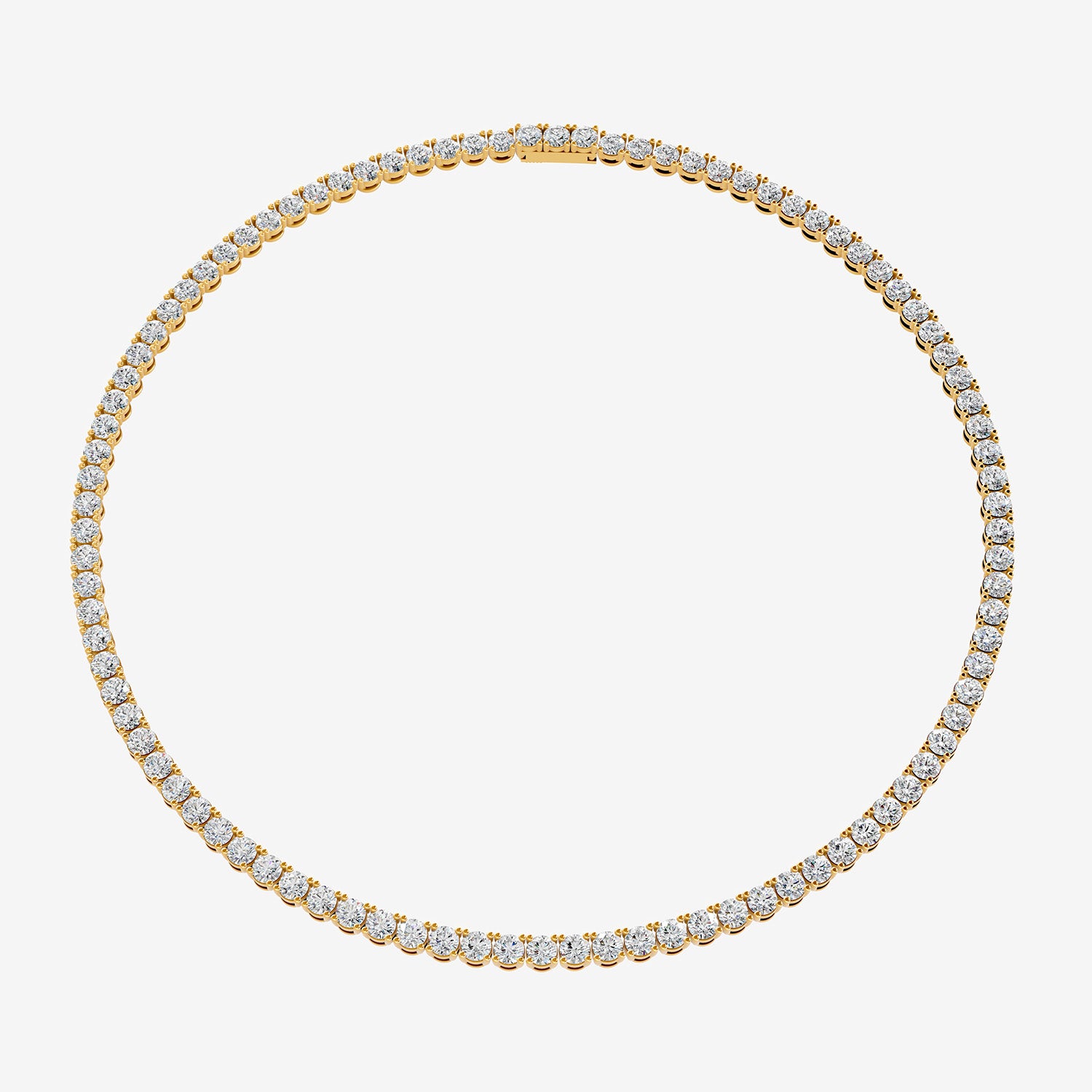 Graduated Classic 7.5 Carat Tennis Necklace in 18K Yellow Gold