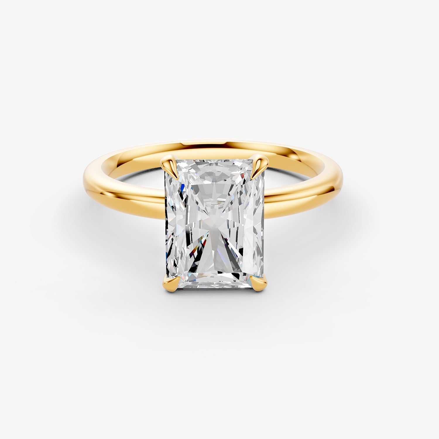 Classic Radiant Solitaire Ring in 18K Yellow Gold