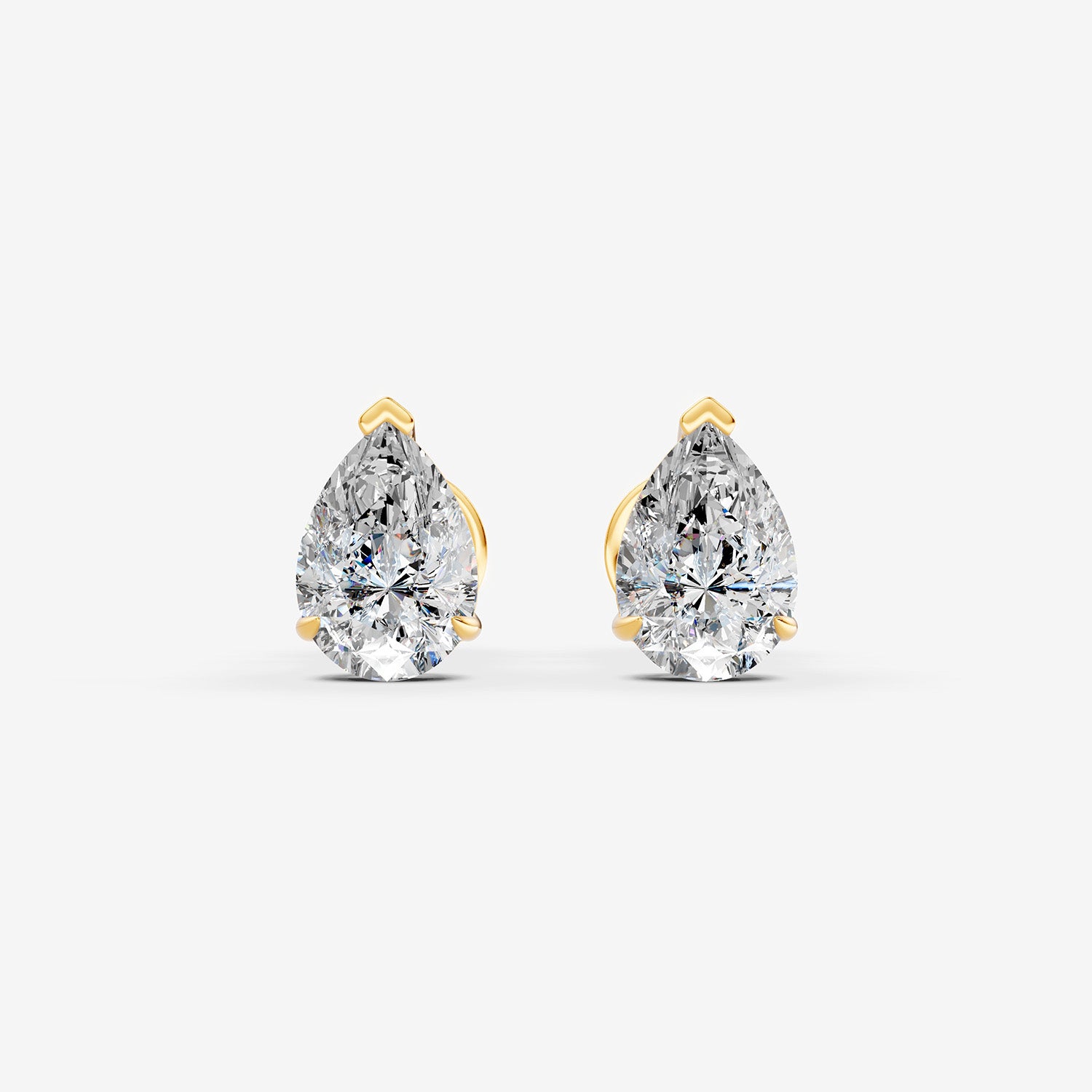Classic Pear Solitaire Earrings in 18K Yellow Gold