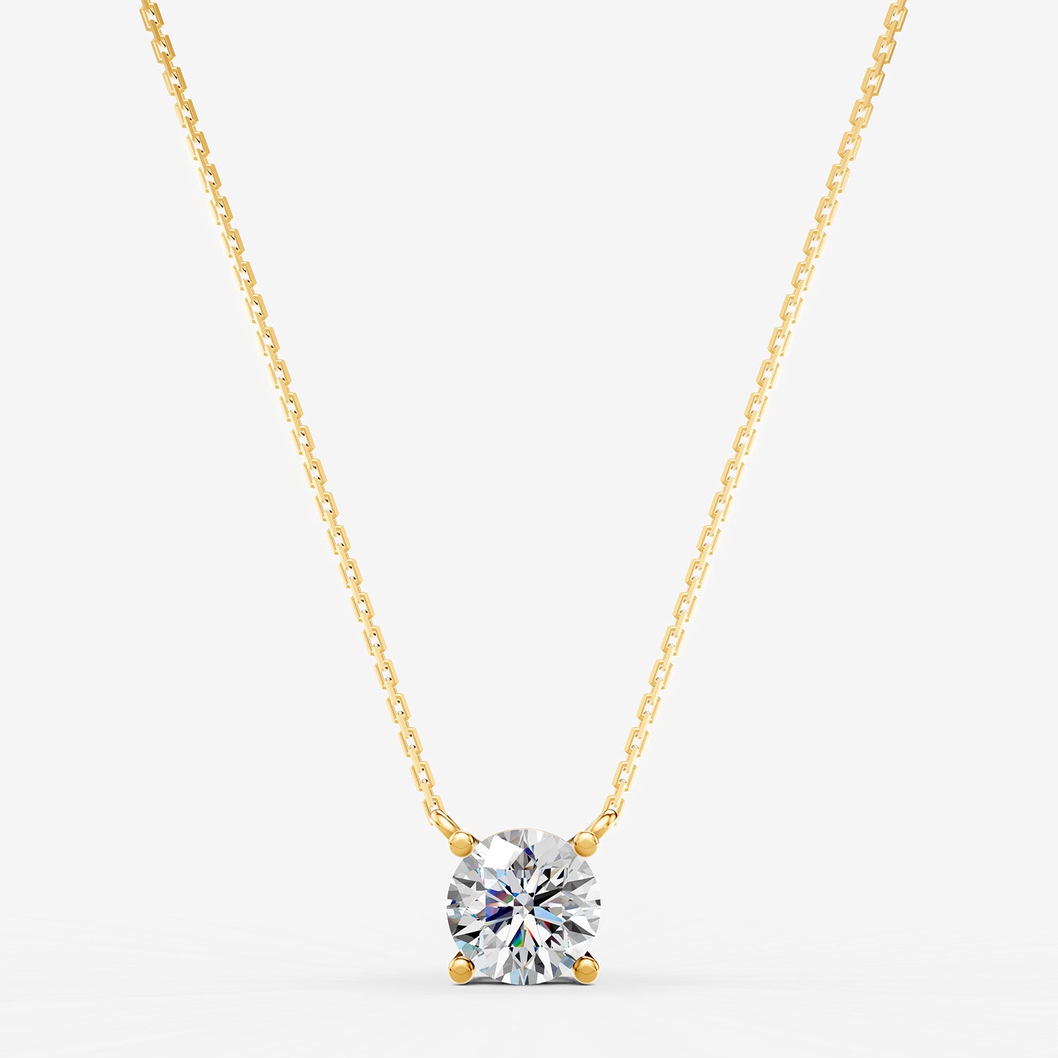 Classic Round Solitaire Pendant in 18K Yellow Gold