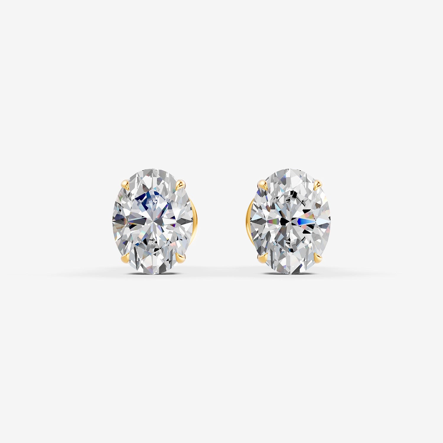 Classic Oval Solitaire Earrings in 18K Yellow Gold
