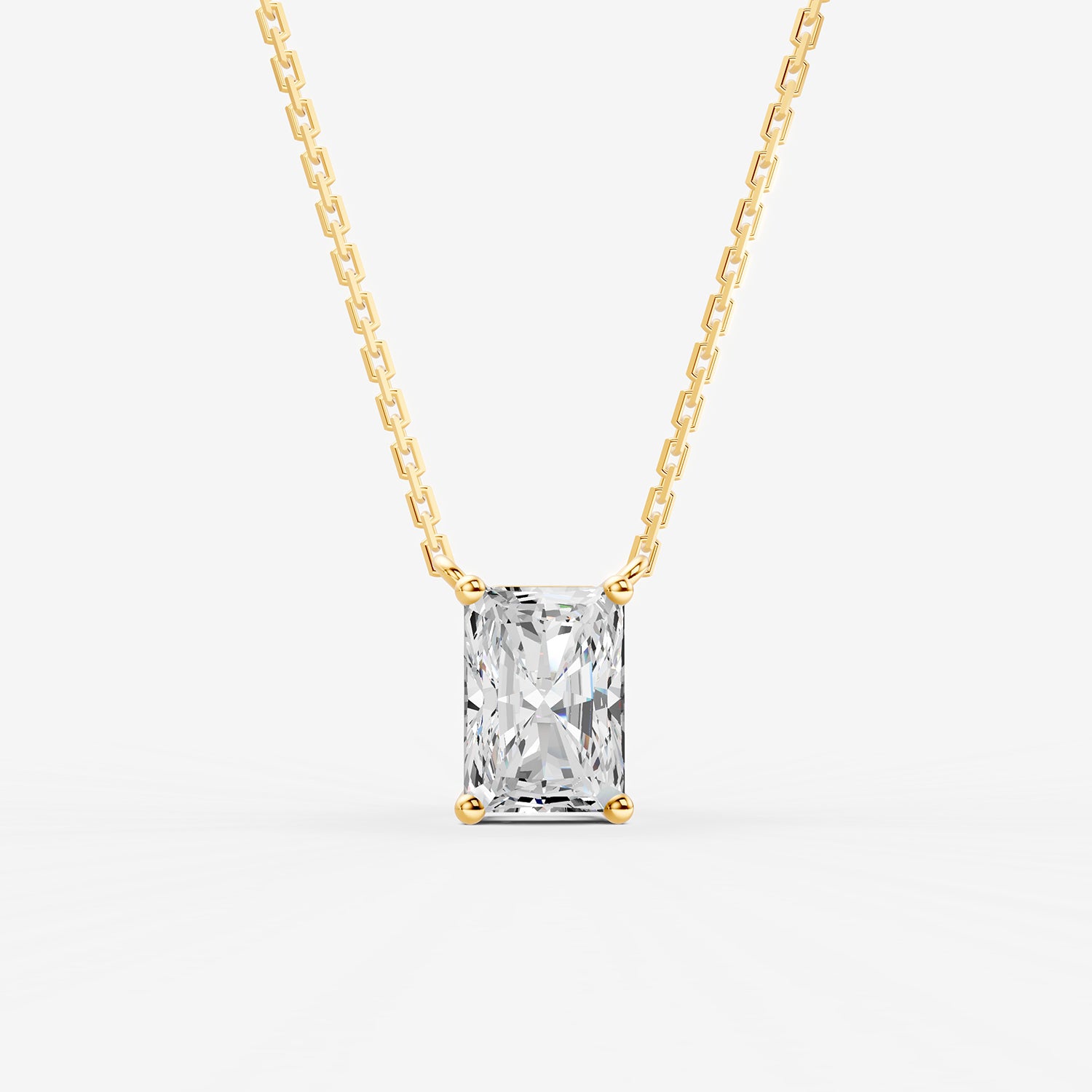 Classic Radiant Solitaire Pendant in 18K Yellow Gold