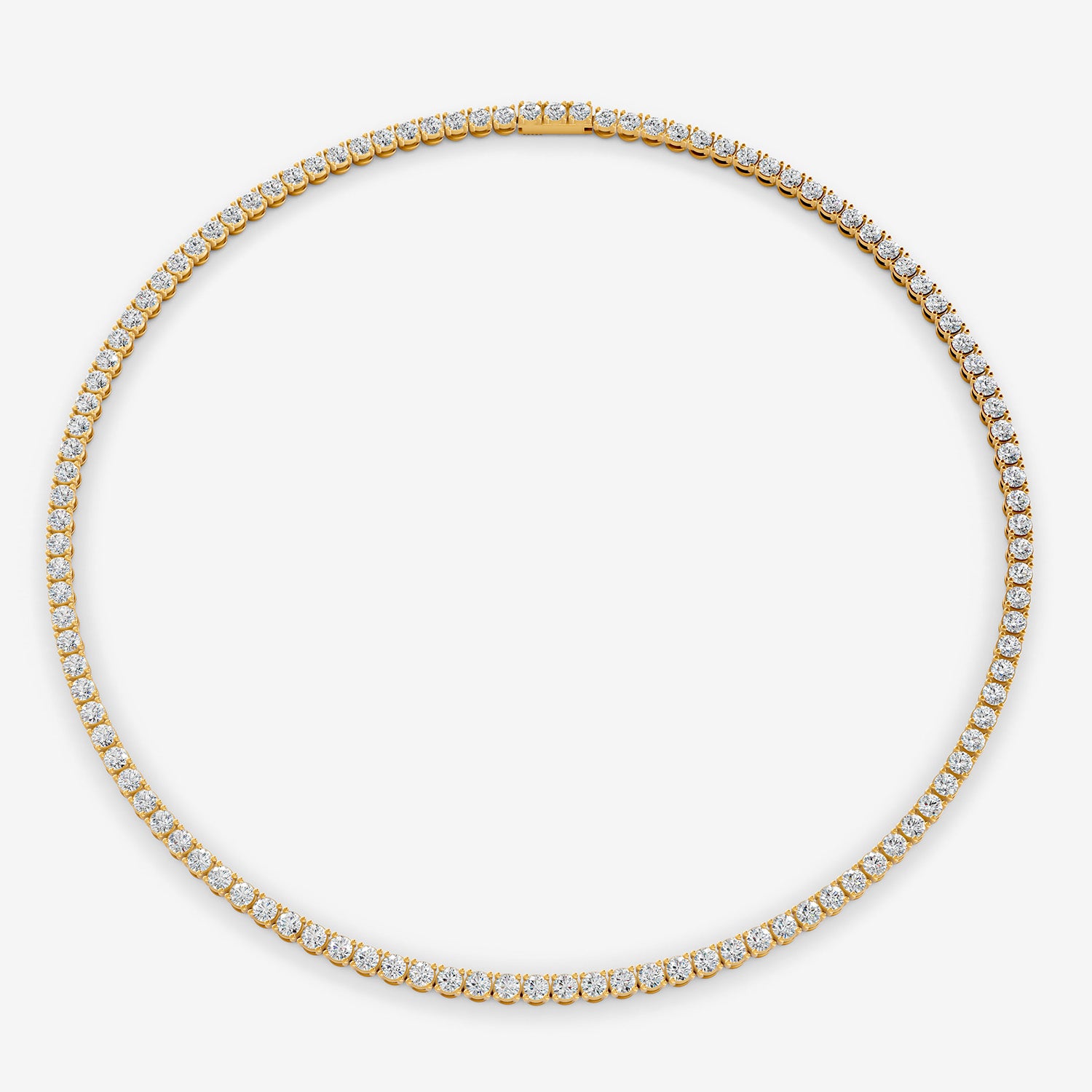 Non Graduated Classic 20 Carat Tennis Necklace in 18K Yellow Gold