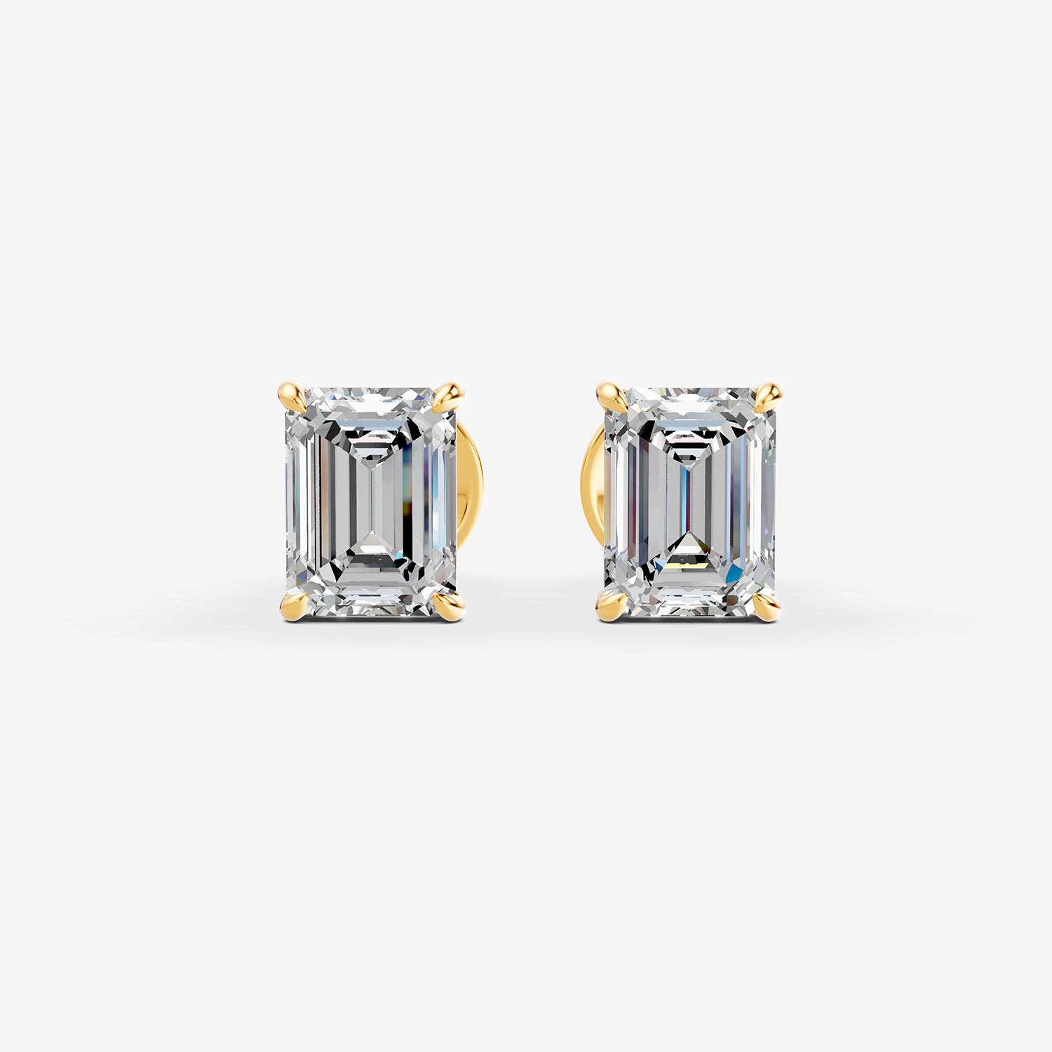 Classic Emerald Solitaire Earrings in 18K Yellow Gold