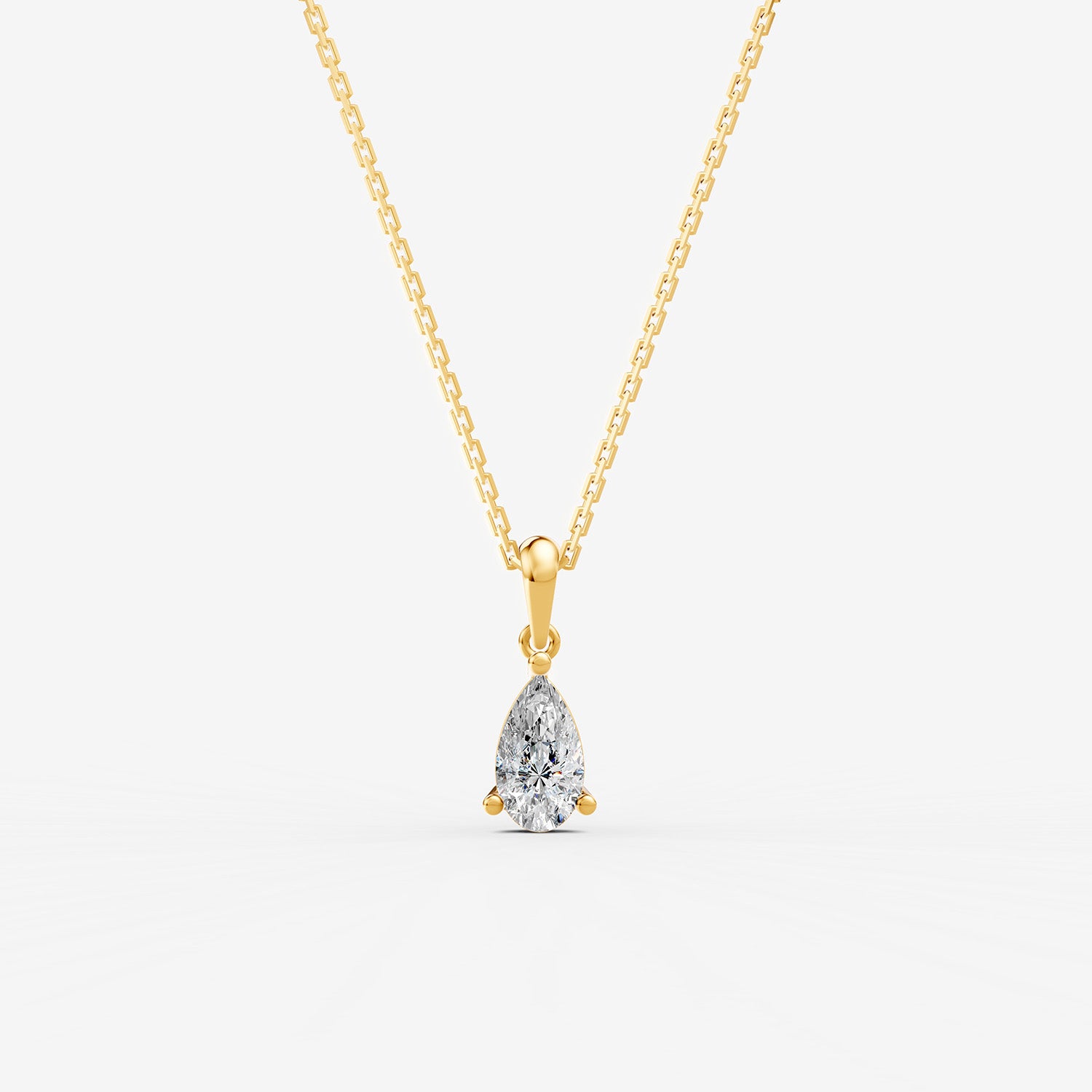 Classic Pear Solitaire Pendant in 18K Yellow Gold