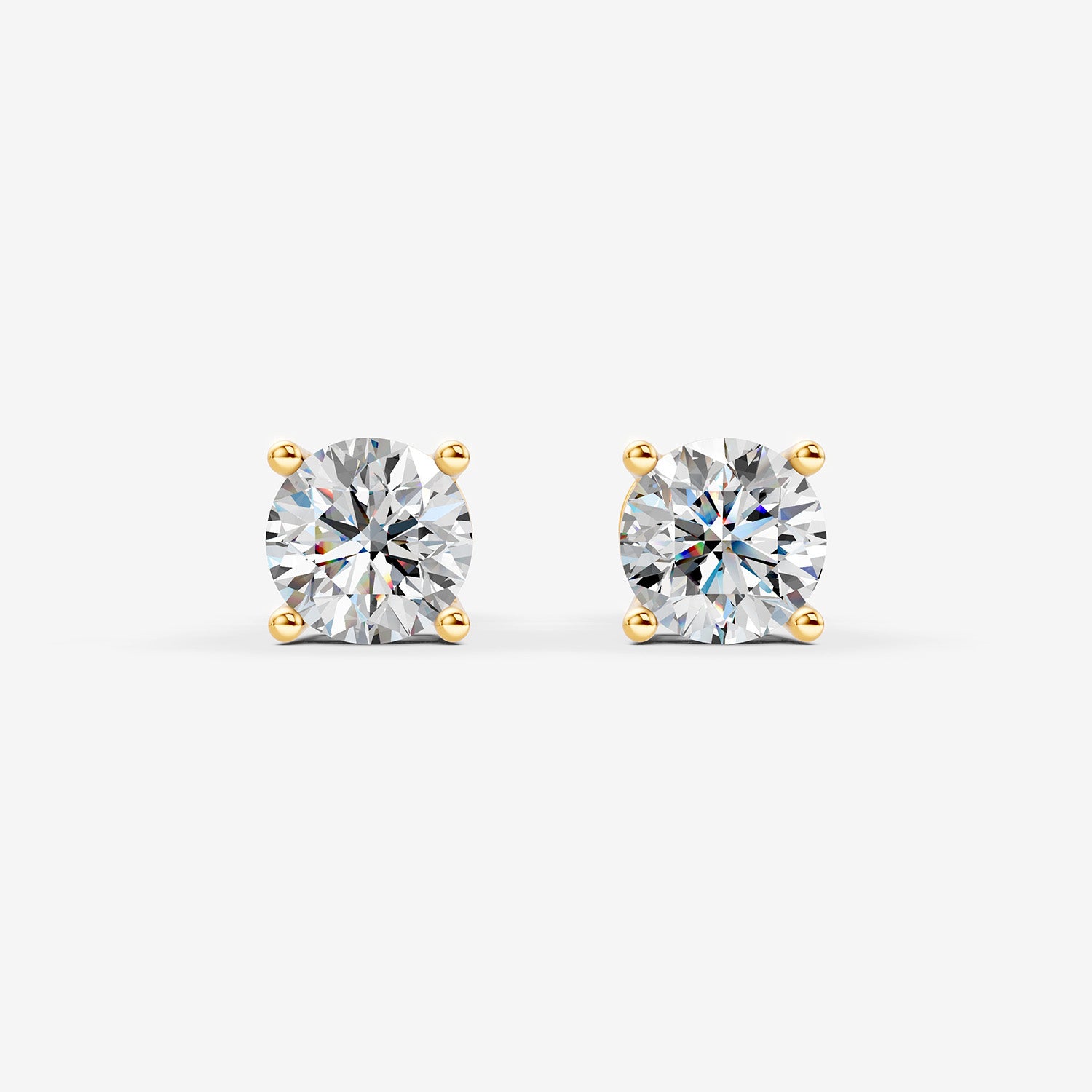 Classic Round Solitaire Earrings in 18K Yellow Gold