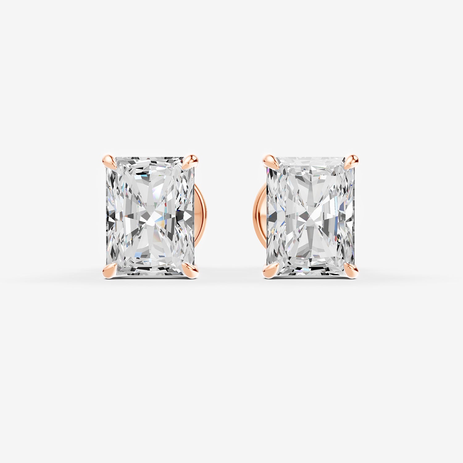 Classic Radiant Solitaire Earrings in 18K Rose Gold