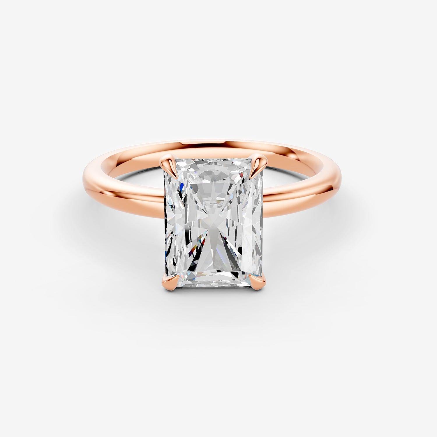 Classic Radiant Solitaire Ring in 18K Rose Gold