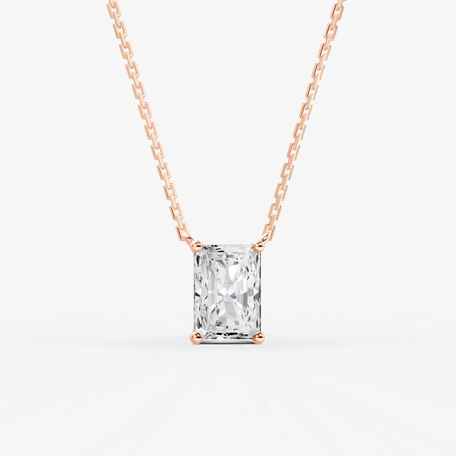 Classic Radiant Solitaire Pendant in 18K Rose Gold