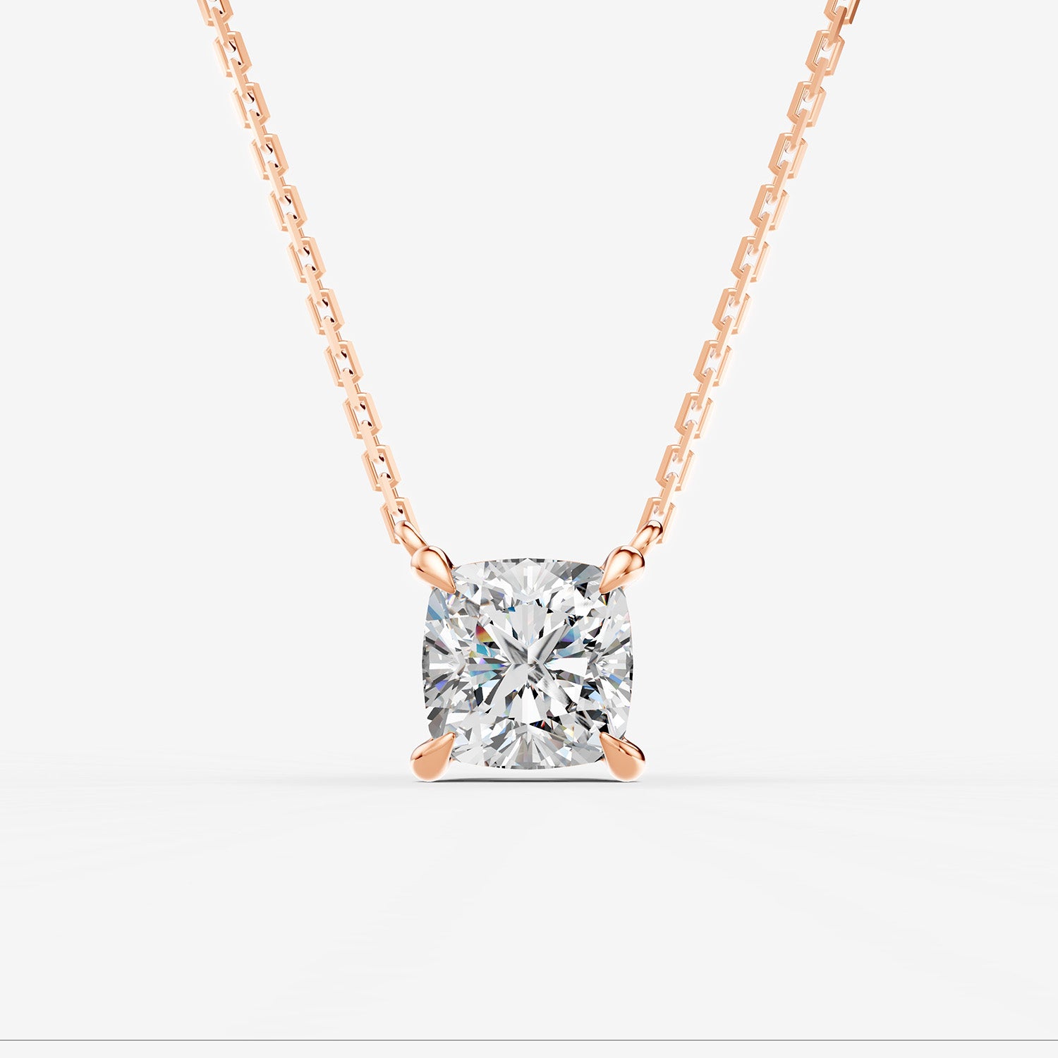 Classic Cushion Solitaire Pendant in 18K Rose Gold