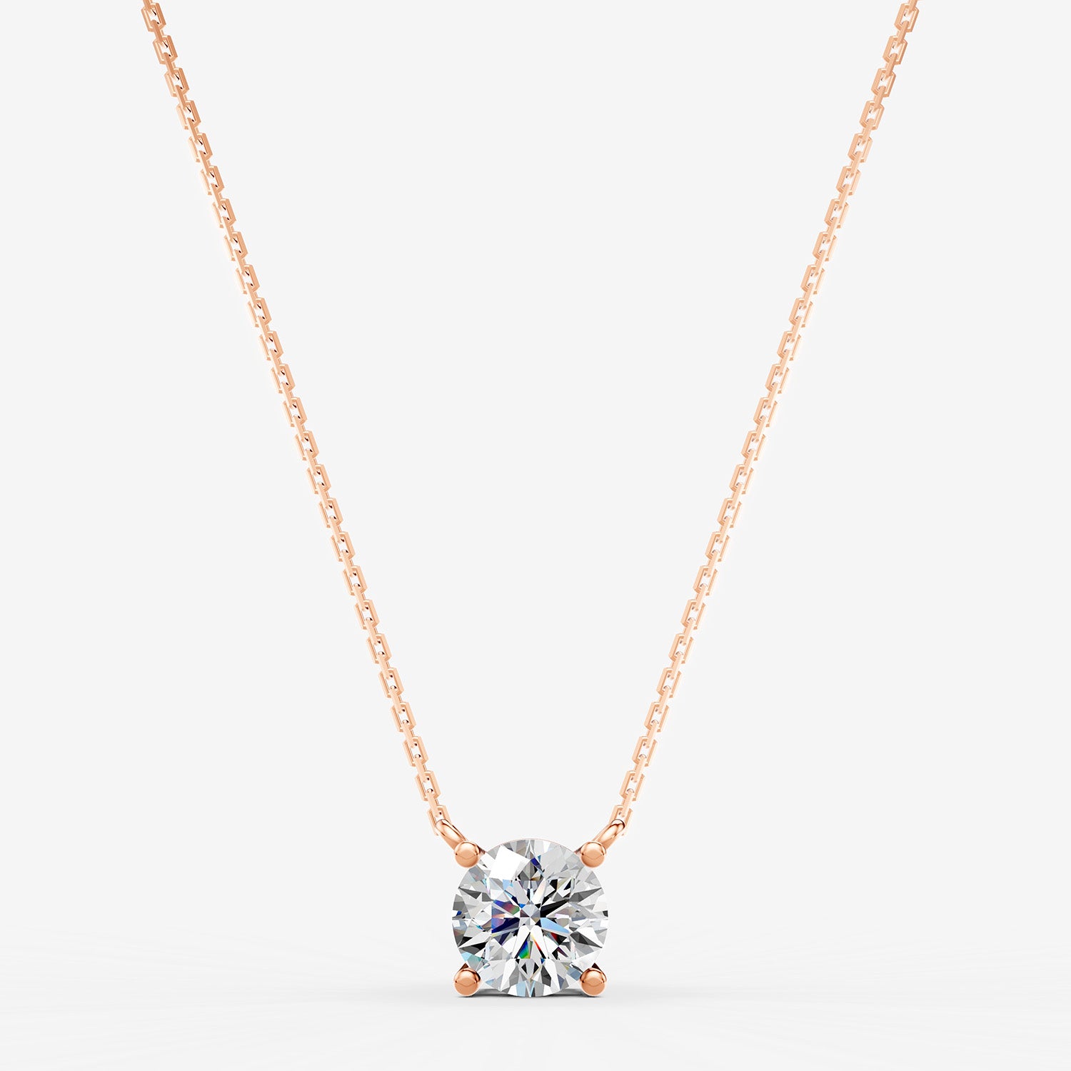 Classic Round Solitaire Pendant in 18K Rose Gold