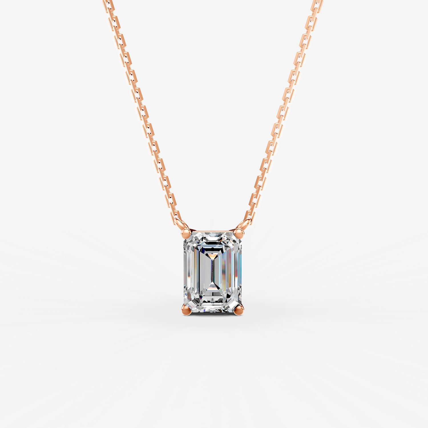 Classic Emerald Solitaire Pendant in 18K Rose Gold