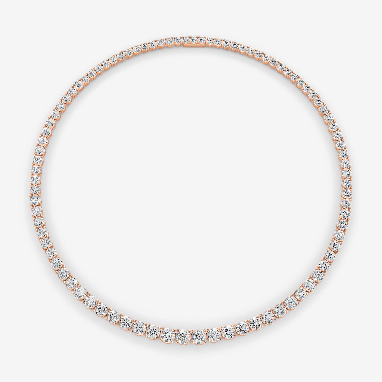 Graduated Classic 10 Carat Tennis Necklace in 18K Rose Gold