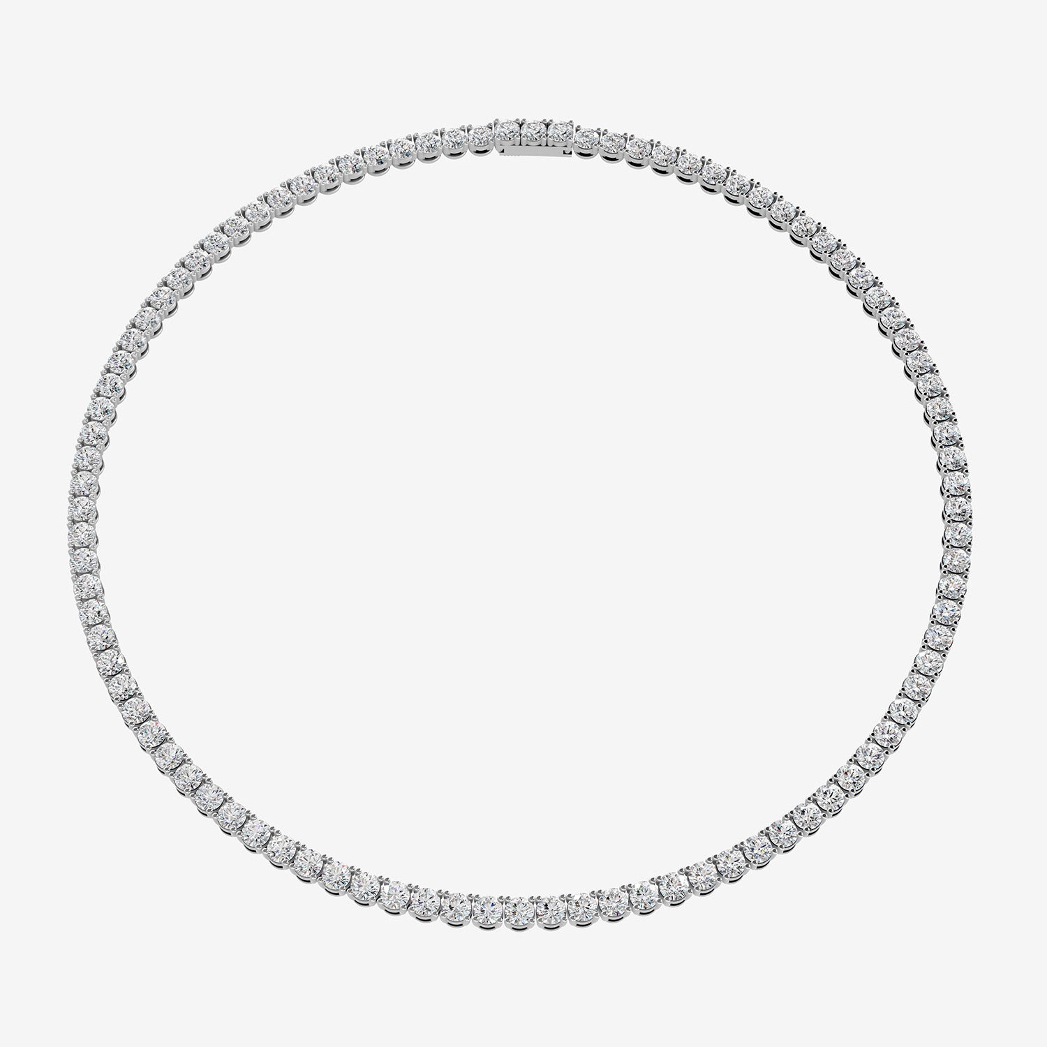 Graduated Classic 5 Carat Tennis Necklace in 18K White Gold