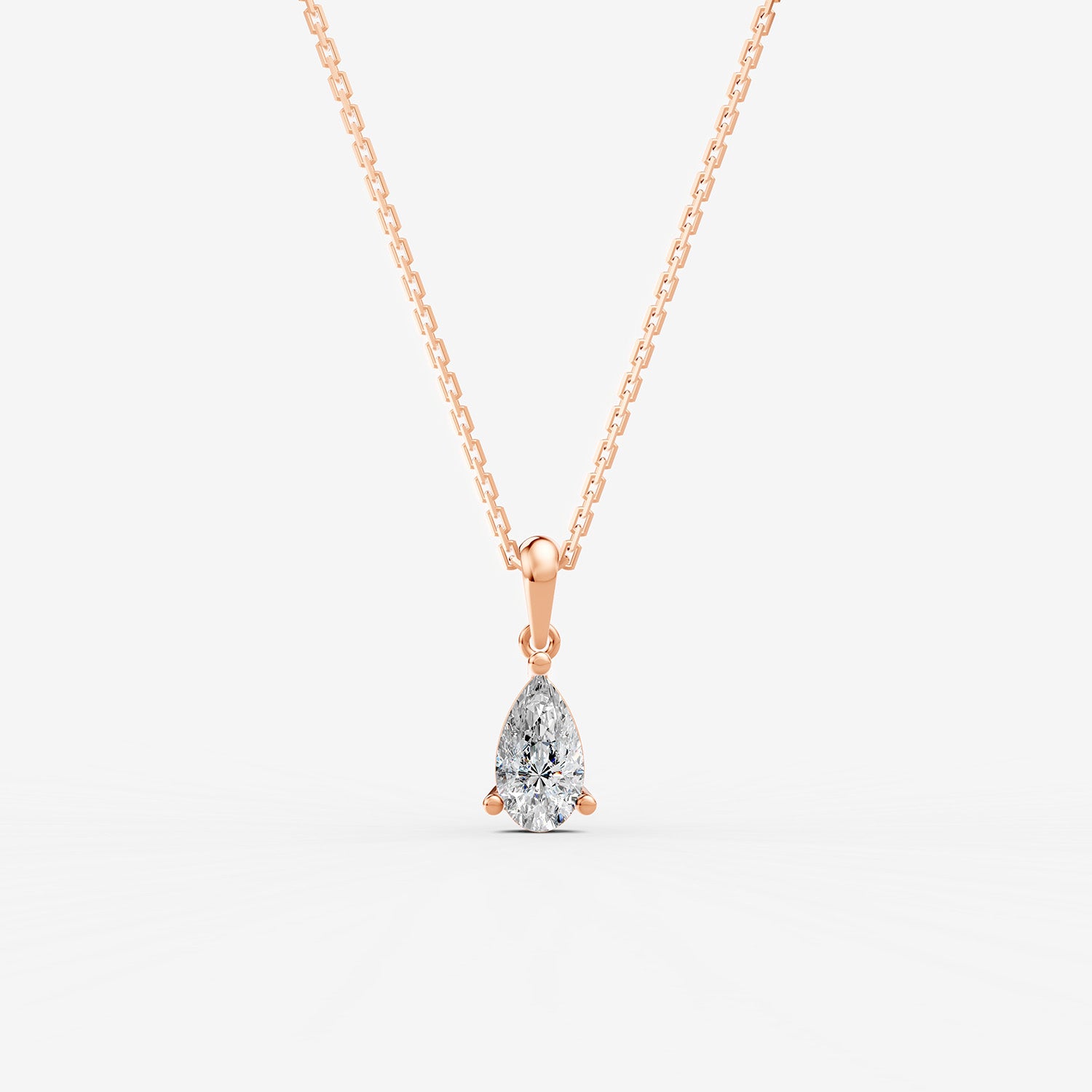 Classic Pear Solitaire Pendant in 18K Rose Gold