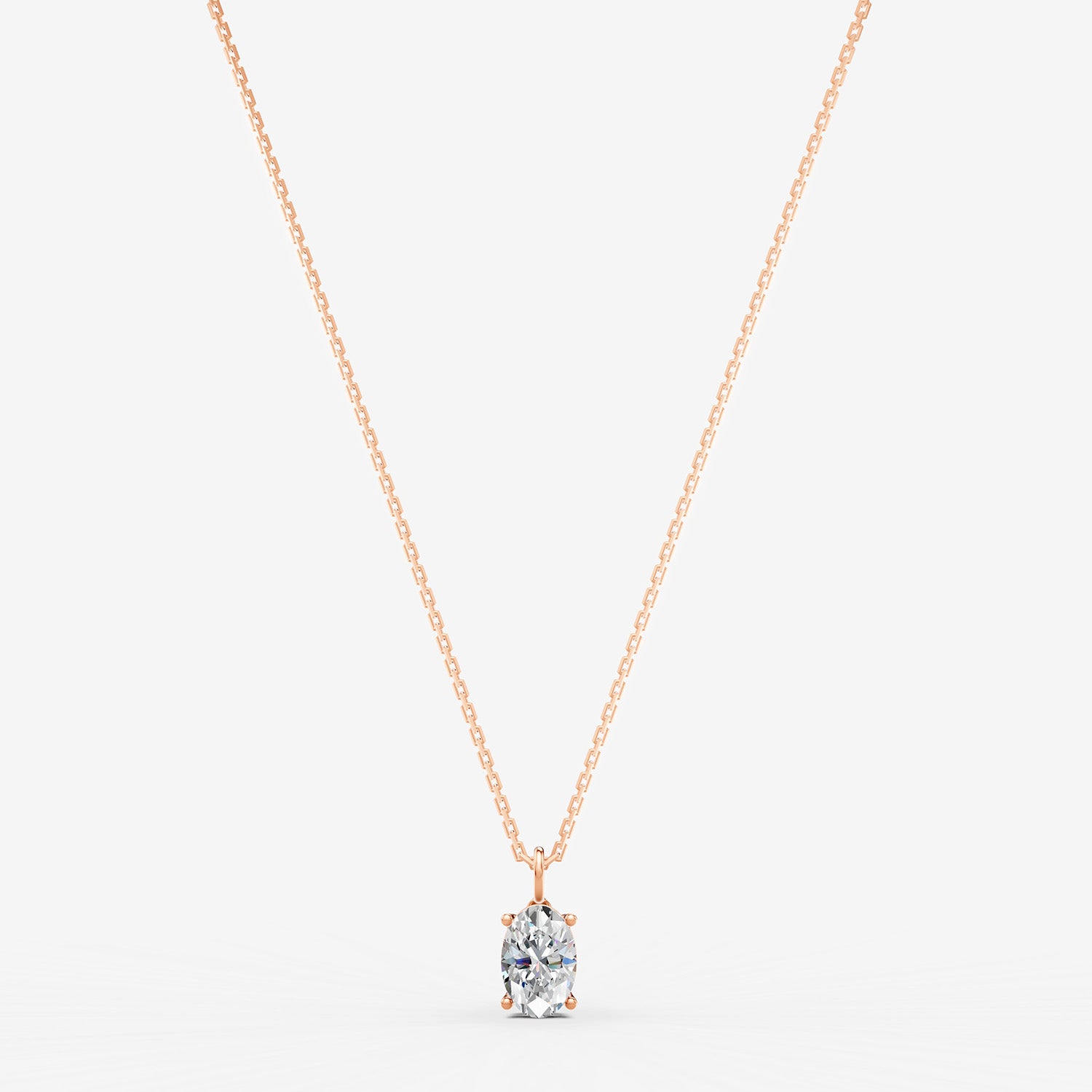Classic Oval Solitaire Pendant in 18K Rose Gold
