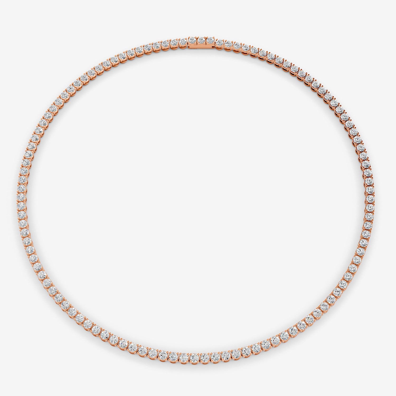 Non Graduated Classic 45 Carat Tennis Necklace in 18K Rose Gold