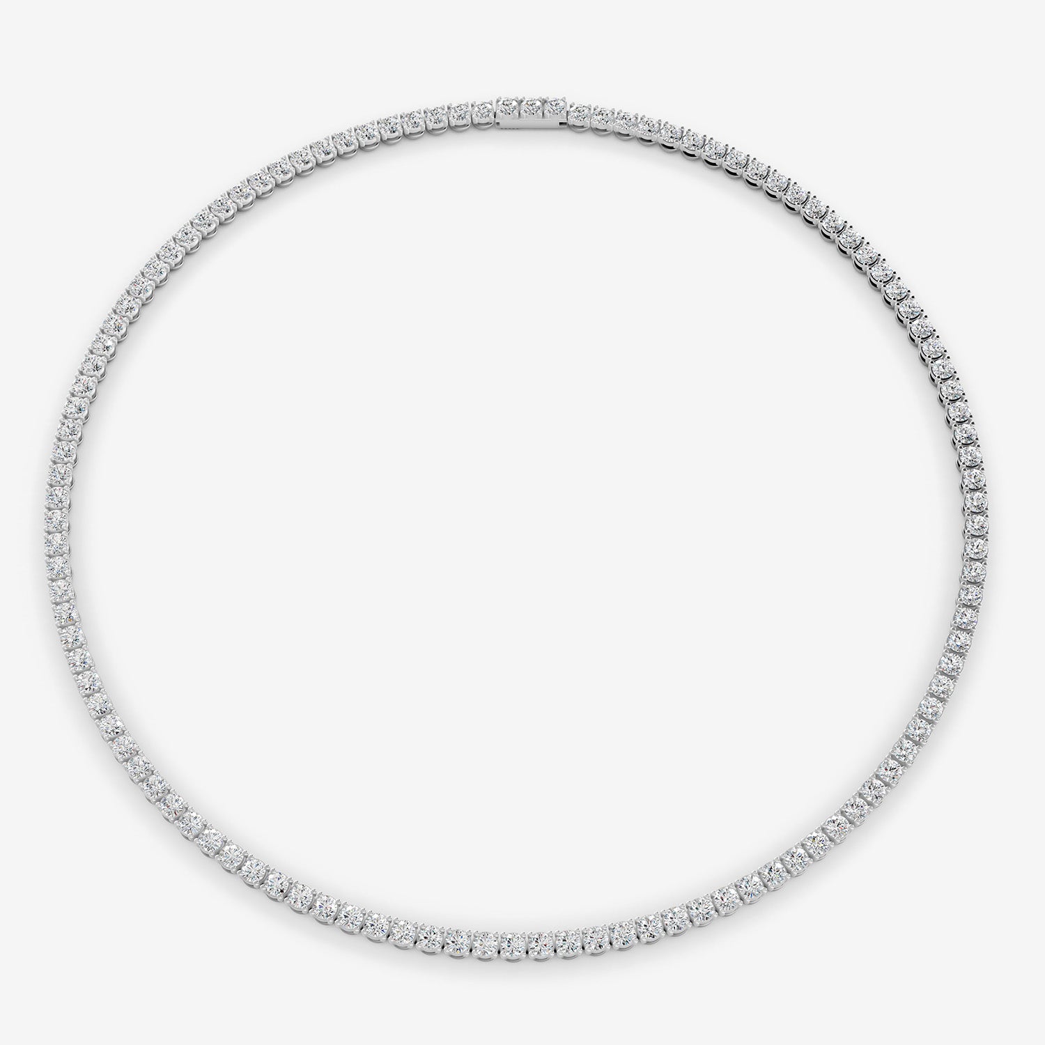 Non Graduated Classic 20 Carat Tennis Necklace in 18K White Gold