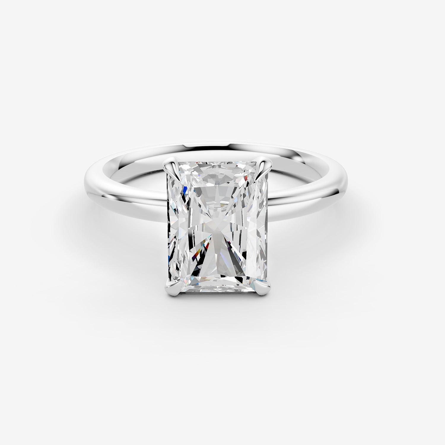 Classic Radiant Solitaire Ring in 18K White Gold