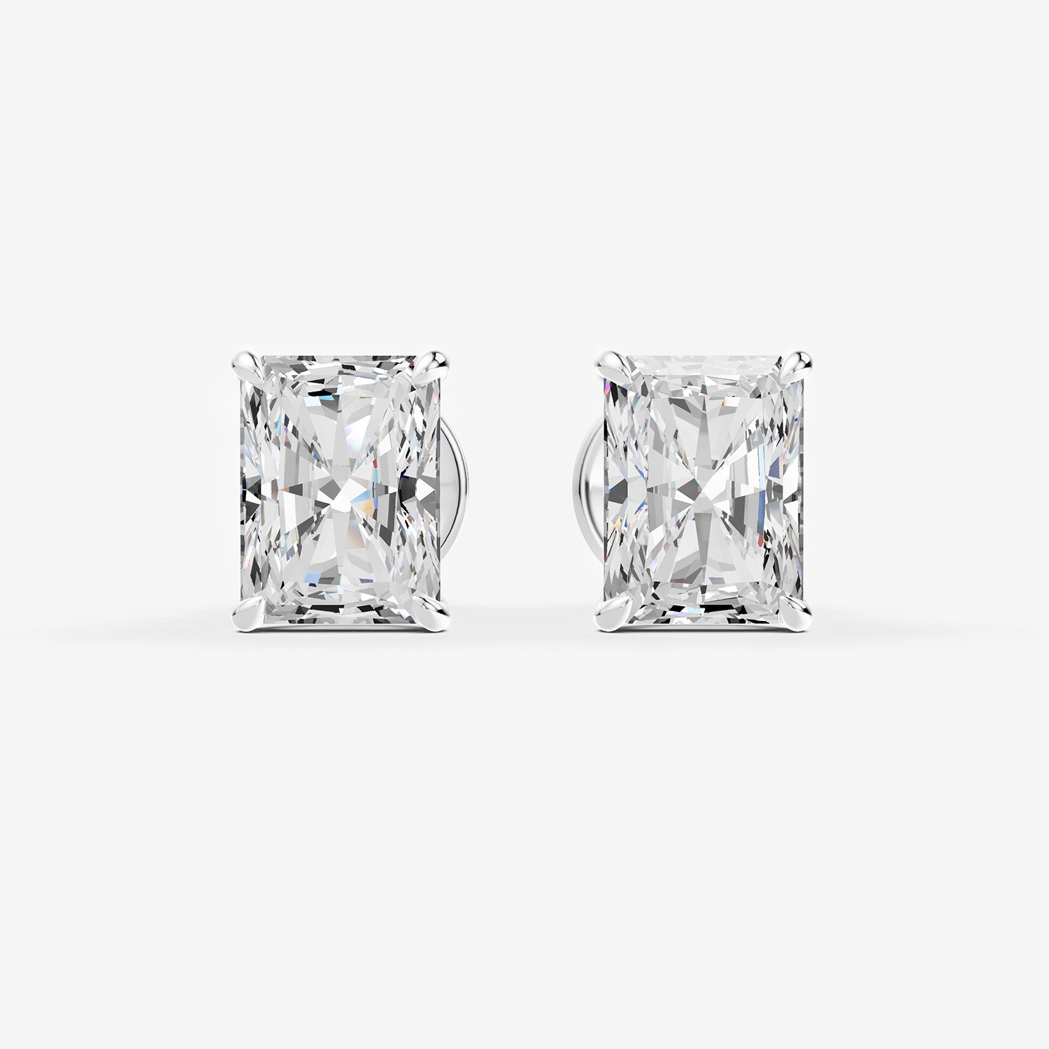 Classic Radiant Solitaire Earrings in 18K White Gold