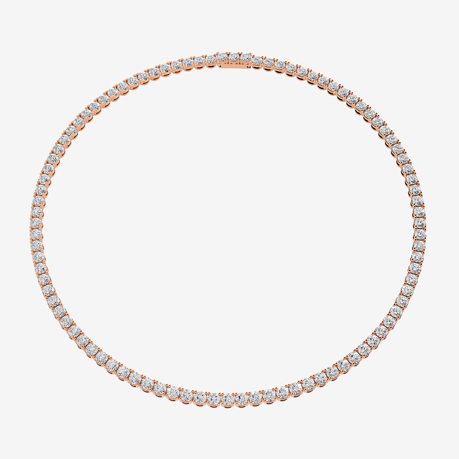 Graduated Classic 7.5 Carat Tennis Necklace in 18K Rose Gold