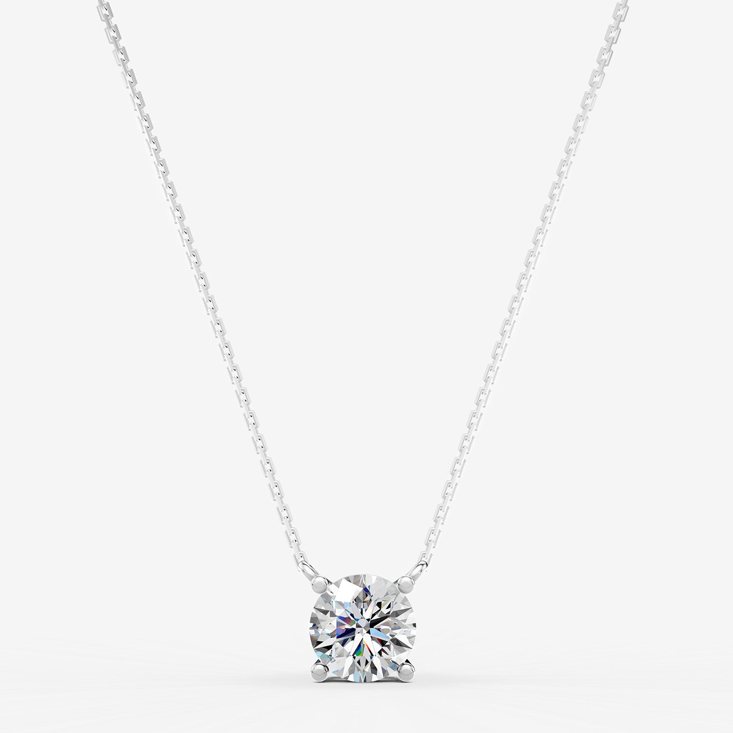 Classic Round Solitaire Pendant in 18K White Gold