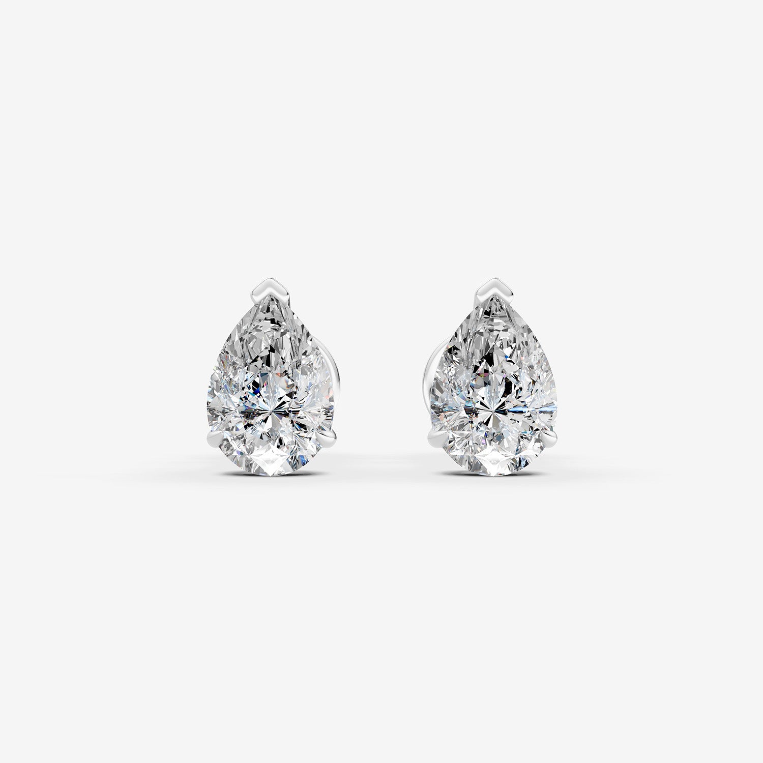 Classic Pear Solitaire Earrings in 18K White Gold