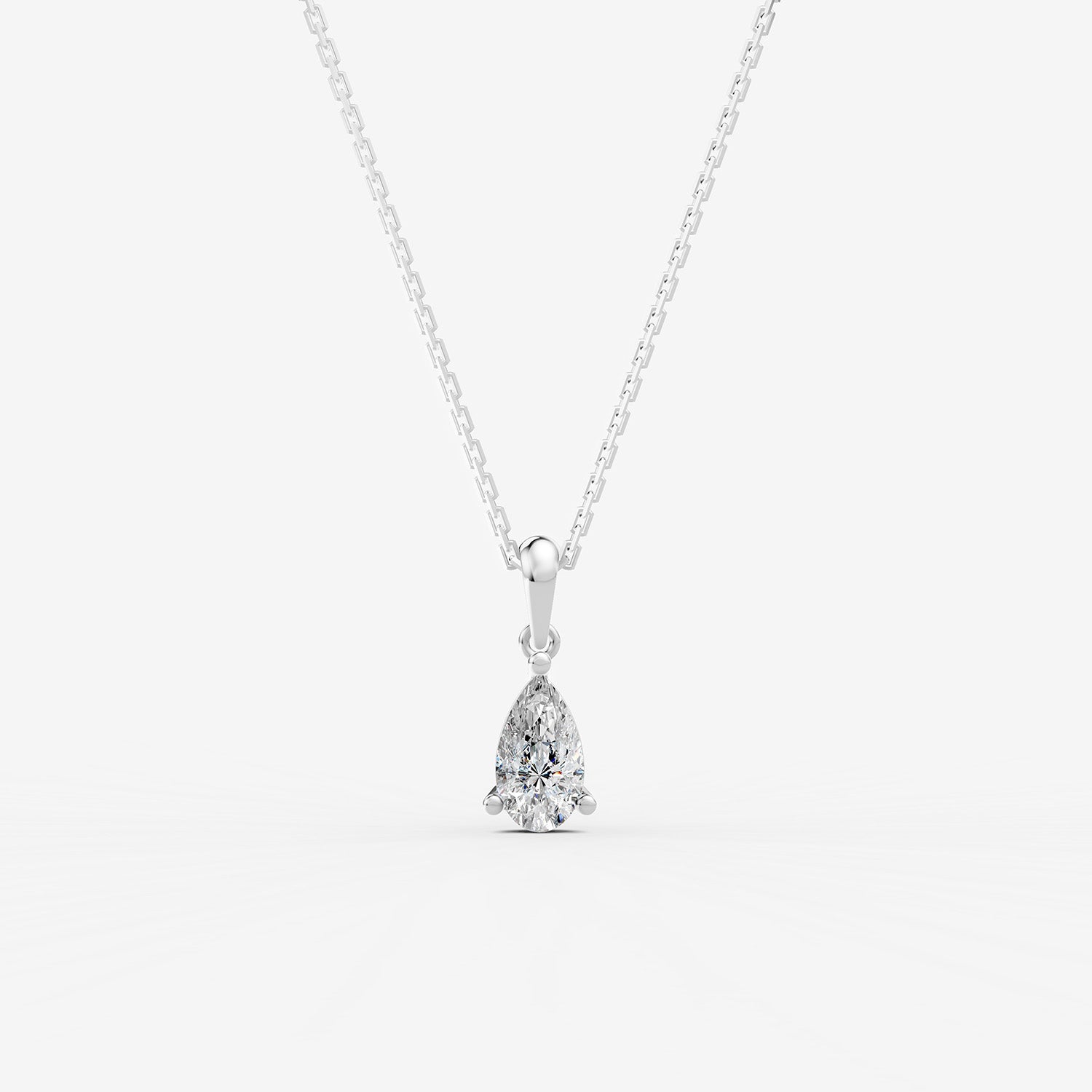 Classic Pear Solitaire Pendant in 18K White Gold