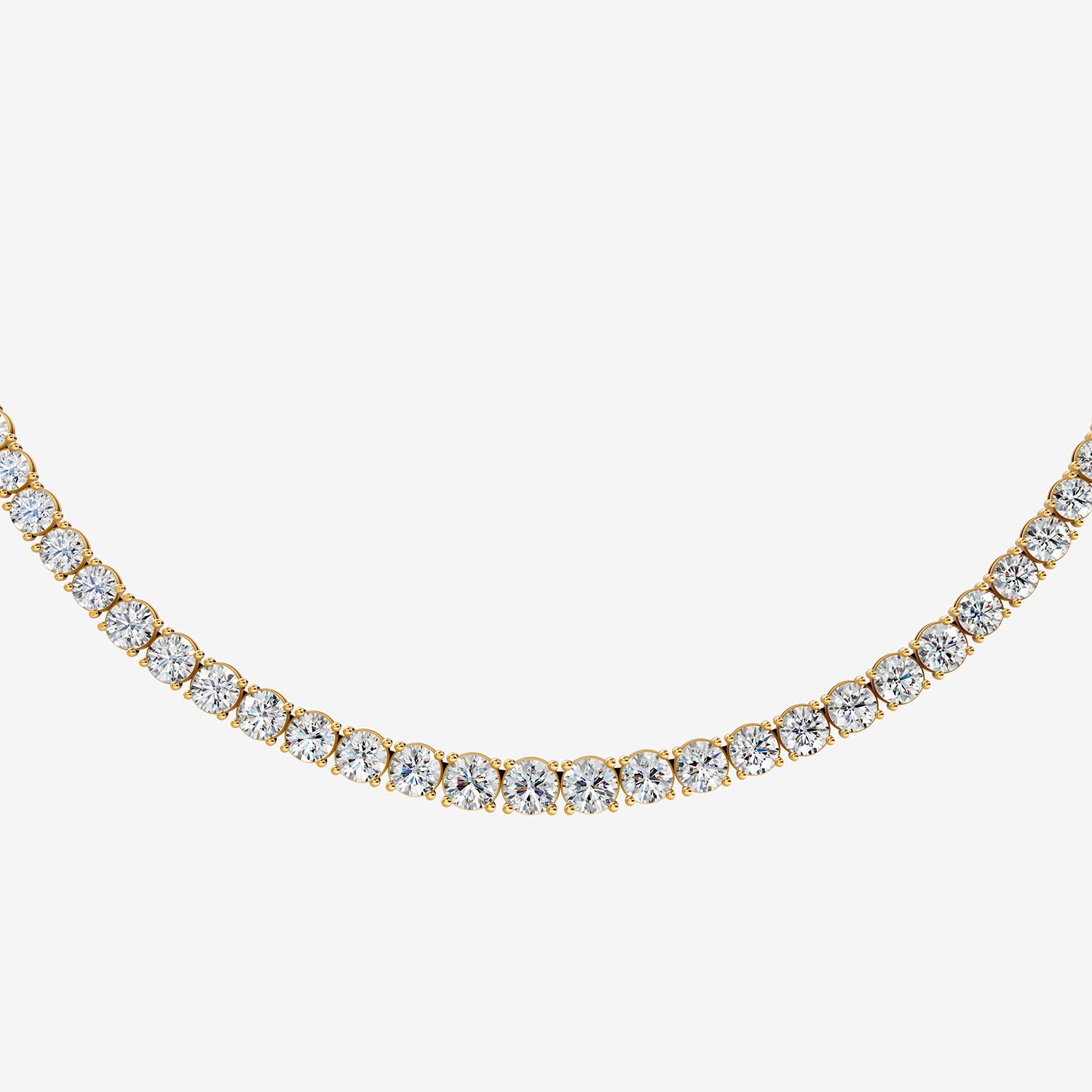 Graduated Classic 20 Carat Tennis Necklace in 18K Yellow Gold