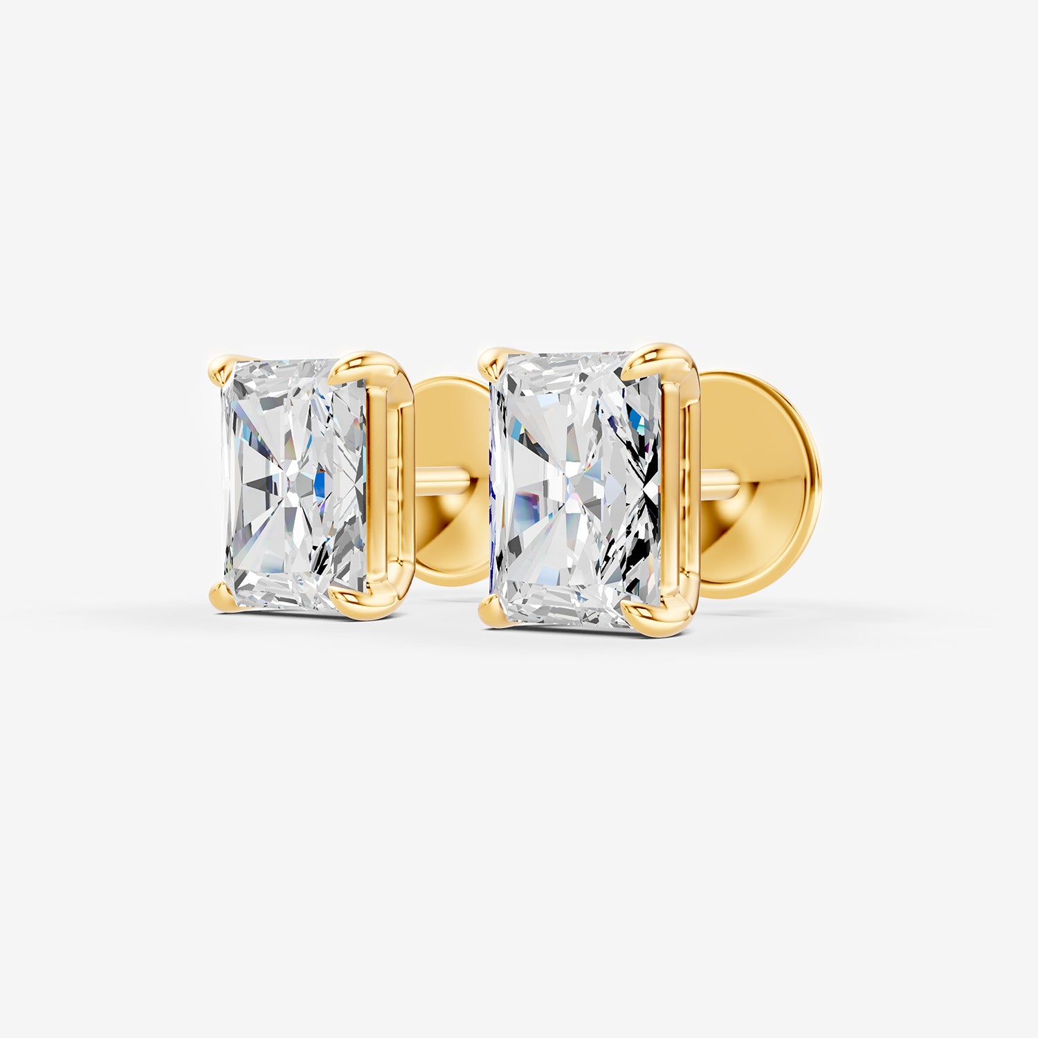 Classic Radiant Solitaire Earrings in 18K Yellow Gold