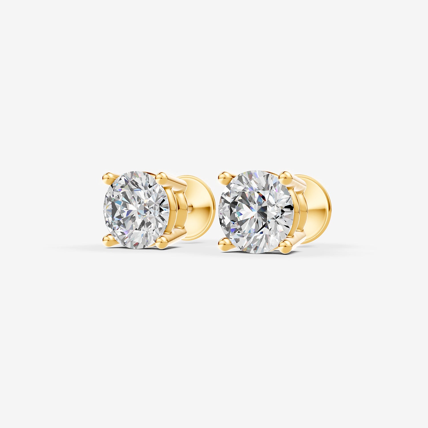 Classic Round Solitaire Earrings in 18K Yellow Gold