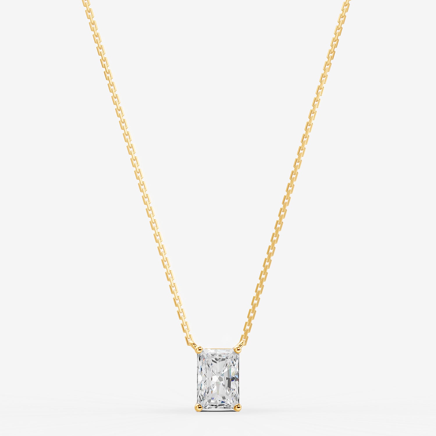 Classic Radiant Solitaire Pendant in 18K Yellow Gold