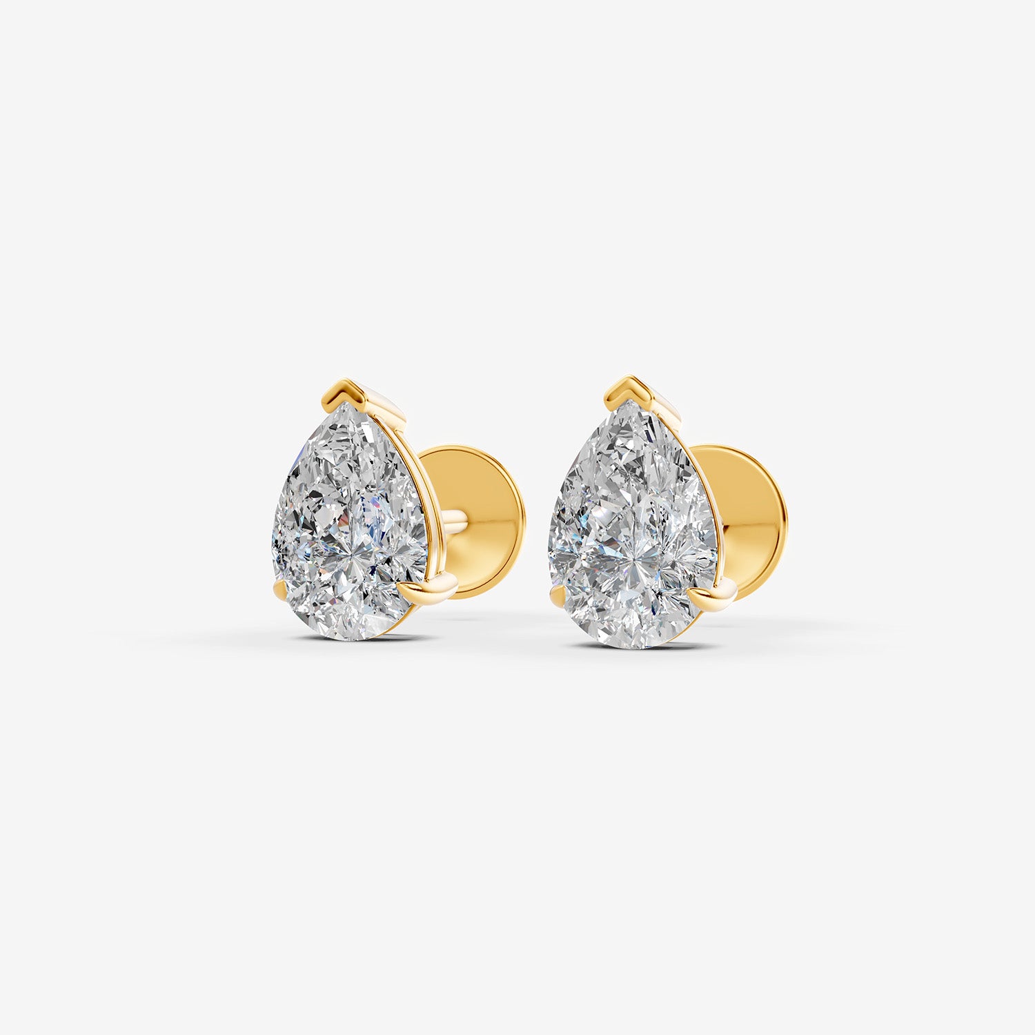 Classic Pear Solitaire Earrings in 18K Yellow Gold