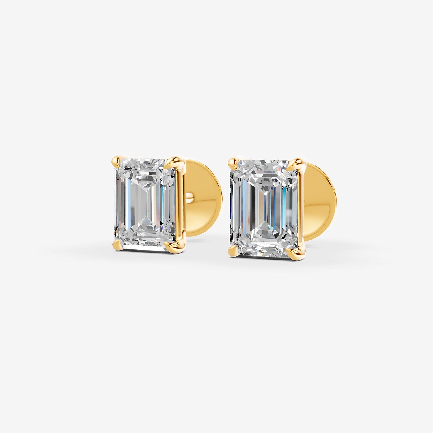 Classic Emerald Solitaire Earrings in 18K Yellow Gold
