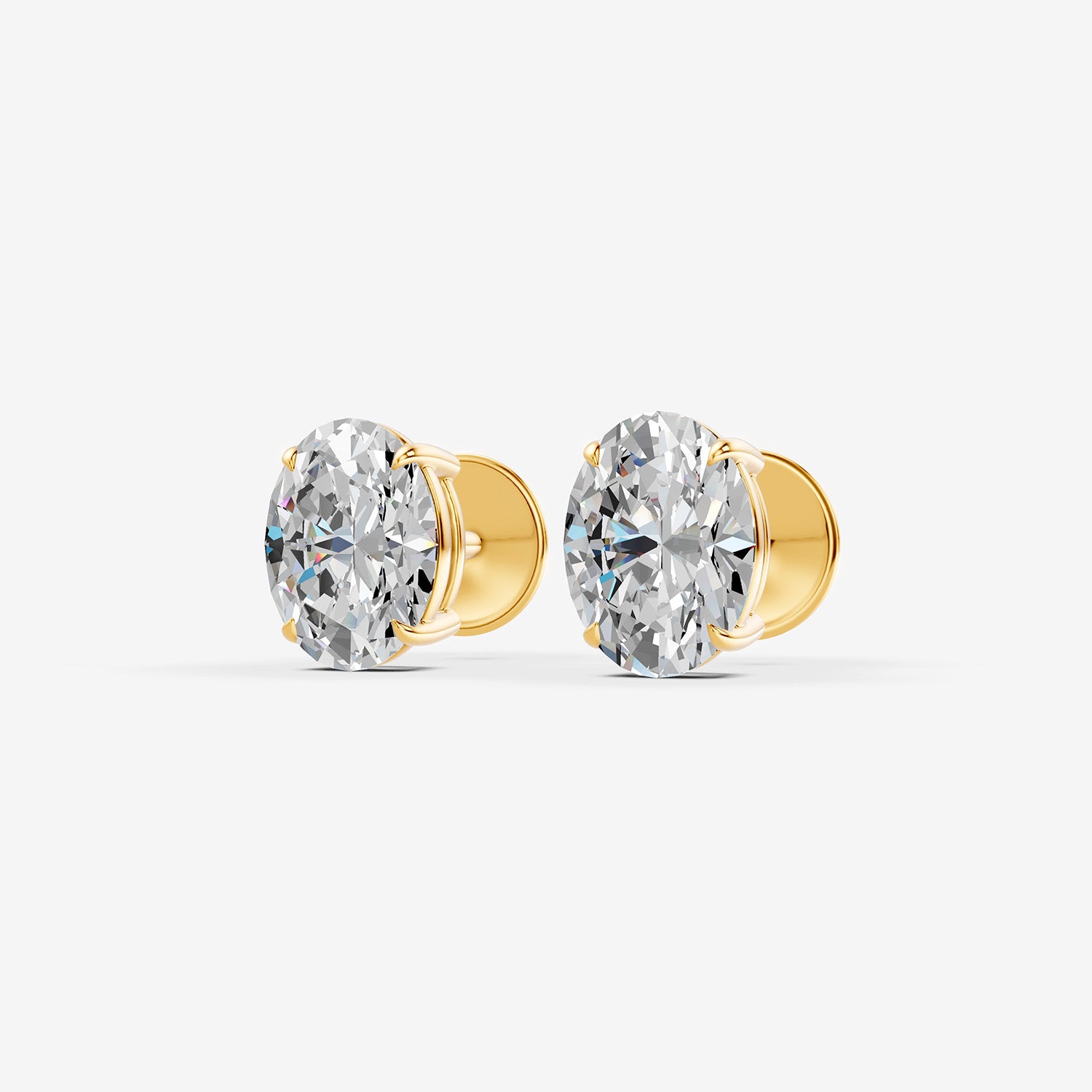 Classic Oval Solitaire Earrings in 18K Yellow Gold