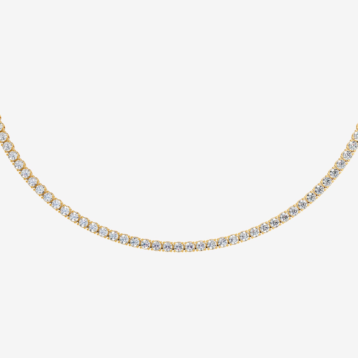 Non Graduated Classic 20 Carat Tennis Necklace in 18K Yellow Gold