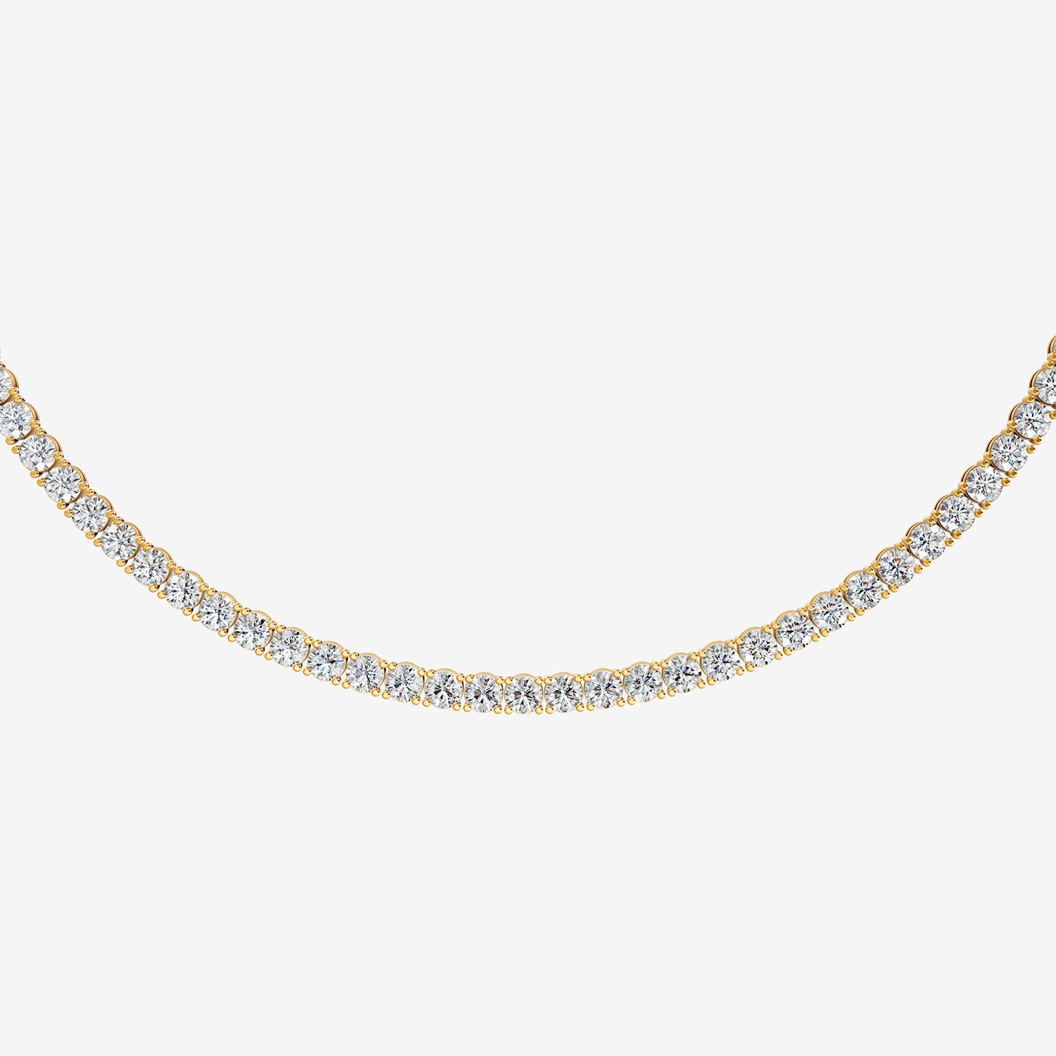 Graduated Classic 7.5 Carat Tennis Necklace in 18K Yellow Gold
