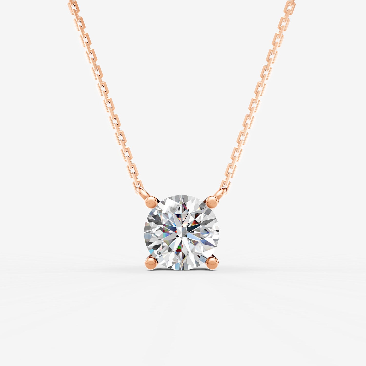 Classic Round Solitaire Pendant in 18K Rose Gold