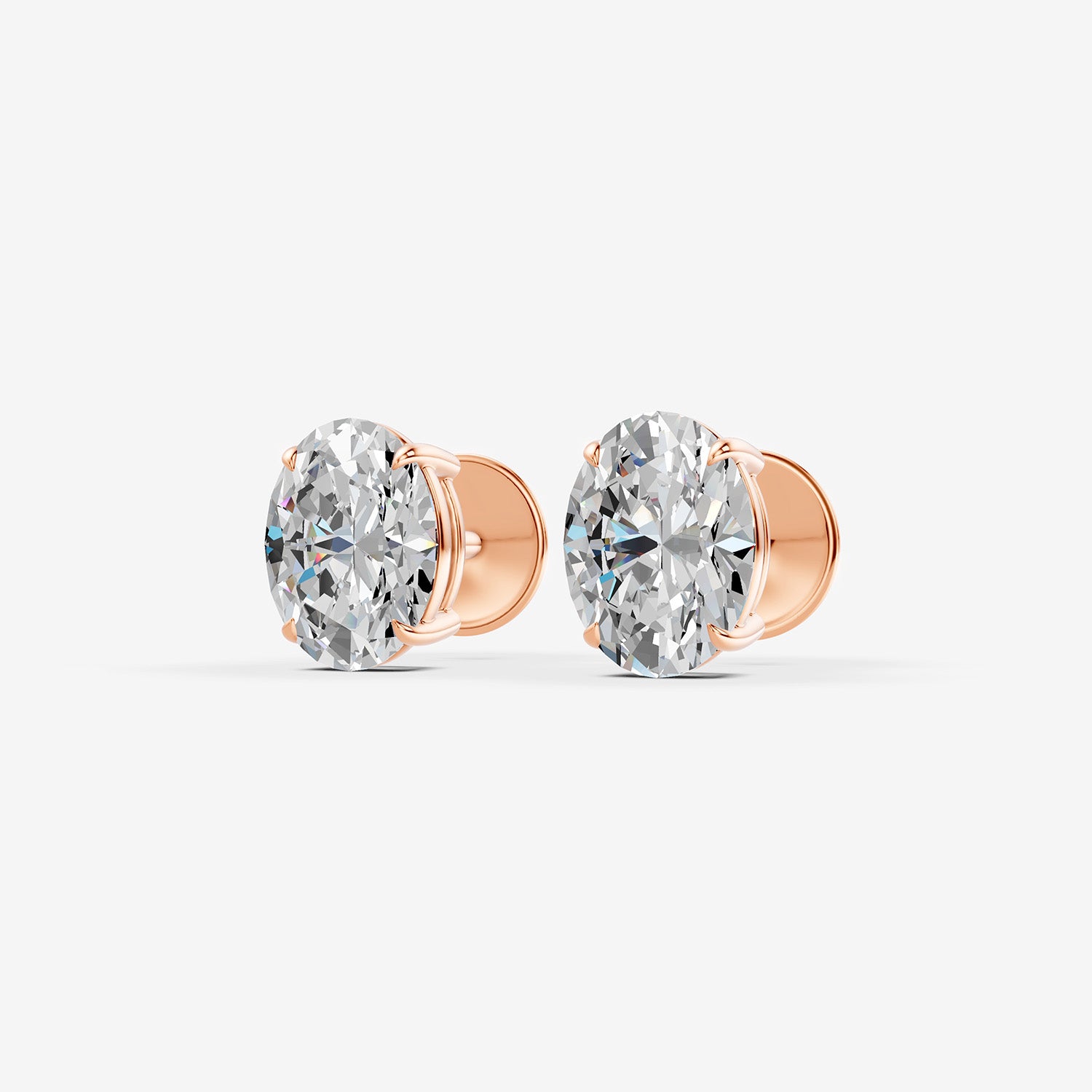 Classic Oval Solitaire Earrings in 18K Rose Gold
