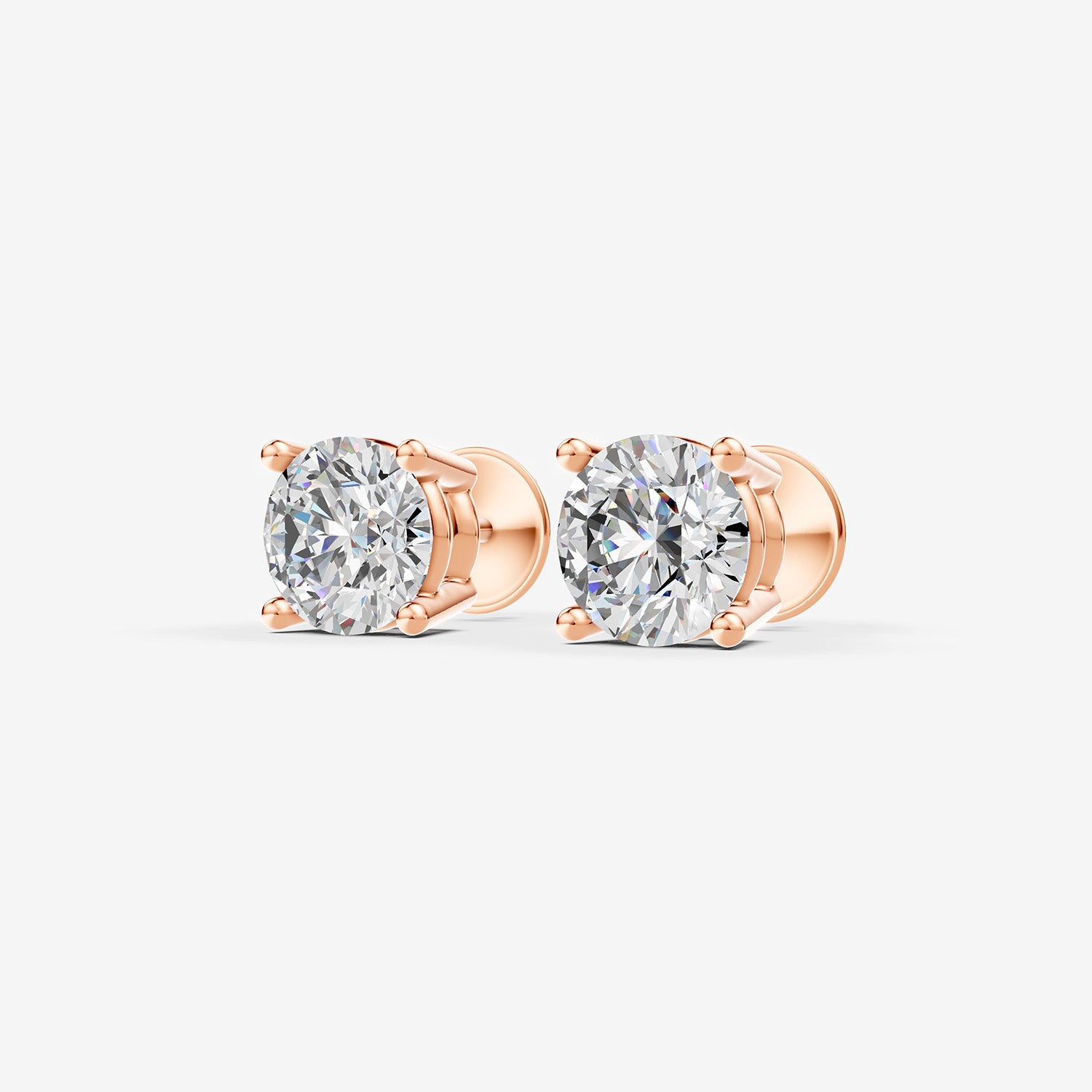 Classic Round Solitaire Earrings in 18K Rose Gold
