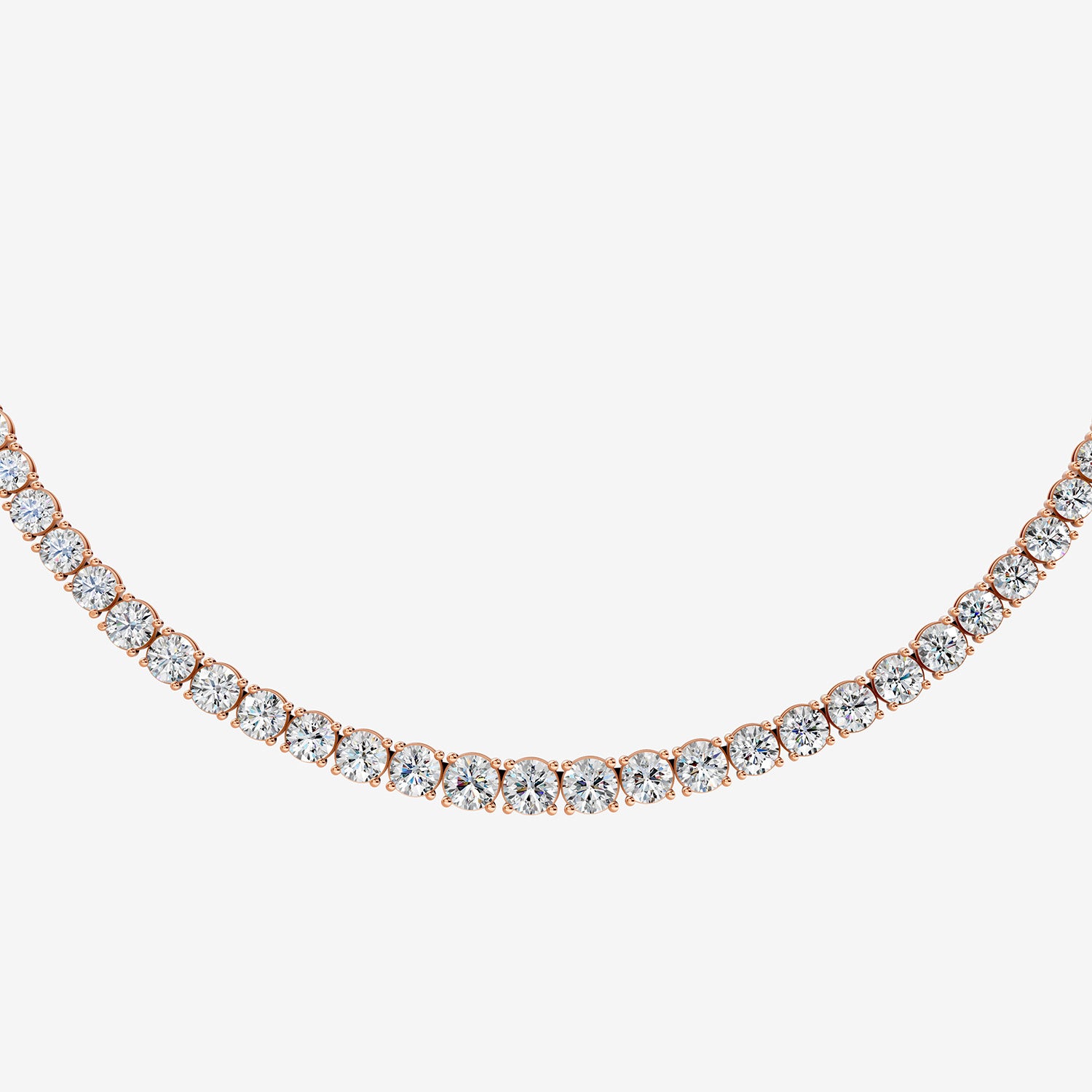 Graduated Classic 10 Carat Tennis Necklace in 18K Rose Gold