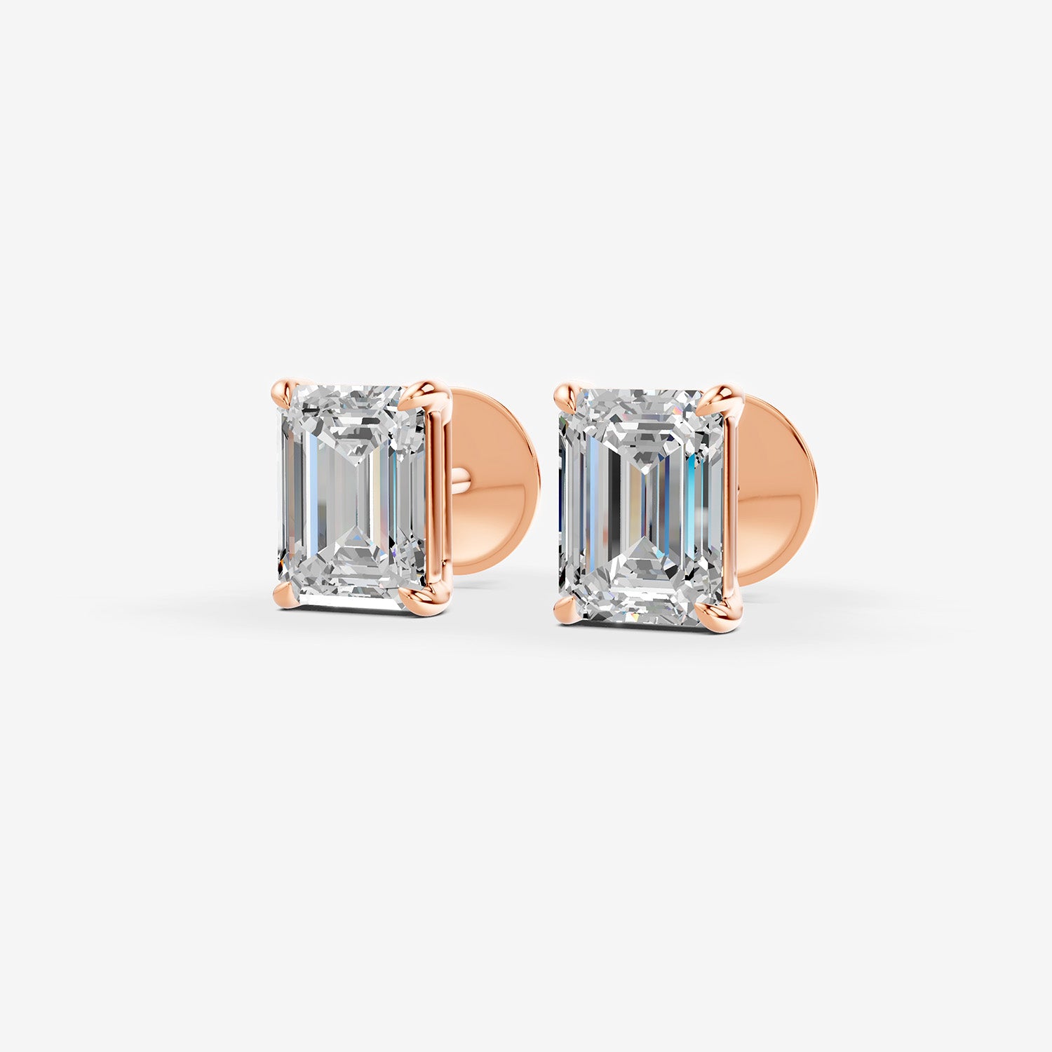 Classic Emerald Solitaire Earrings in 18K Rose Gold