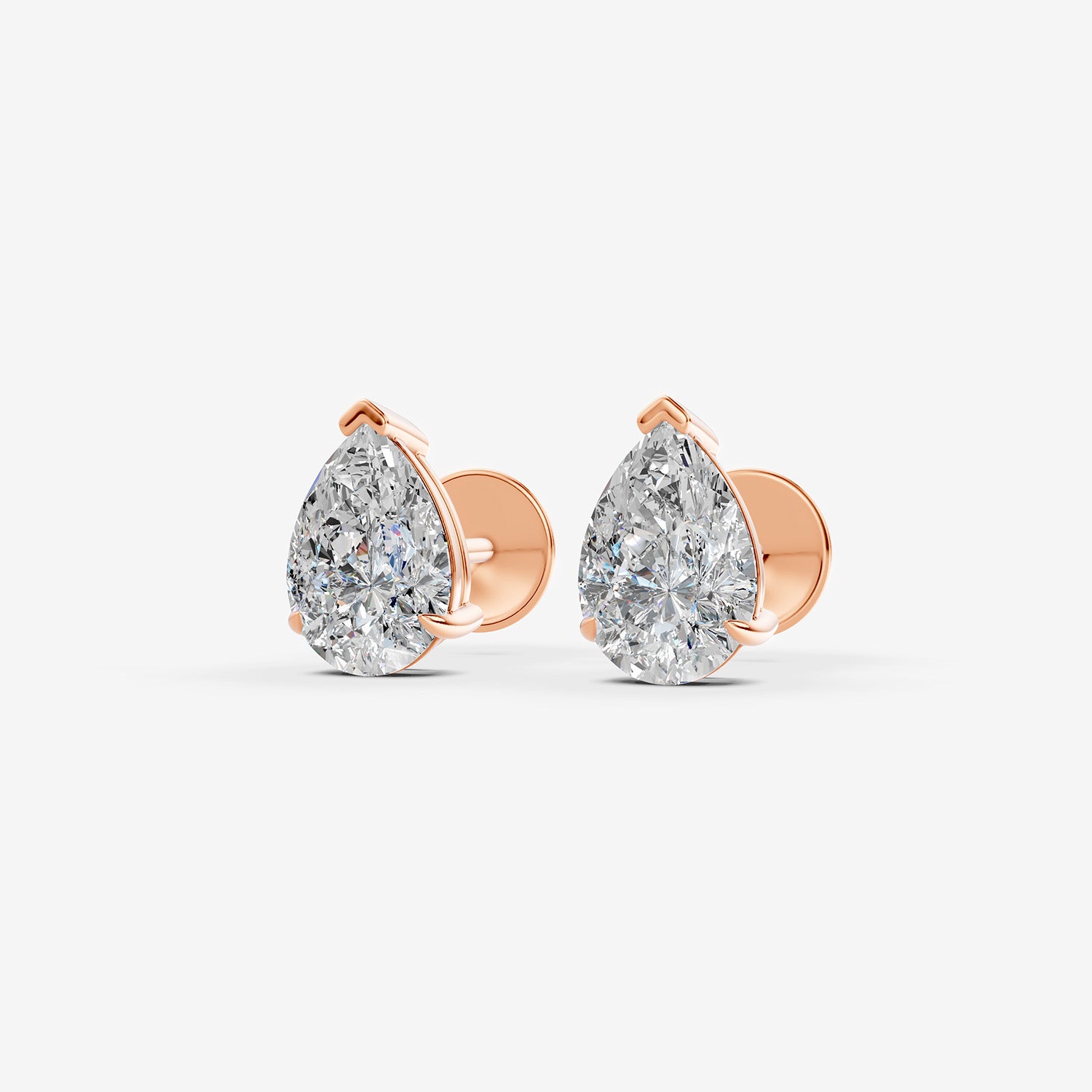 Classic Pear Solitaire Earrings in 18K Rose Gold