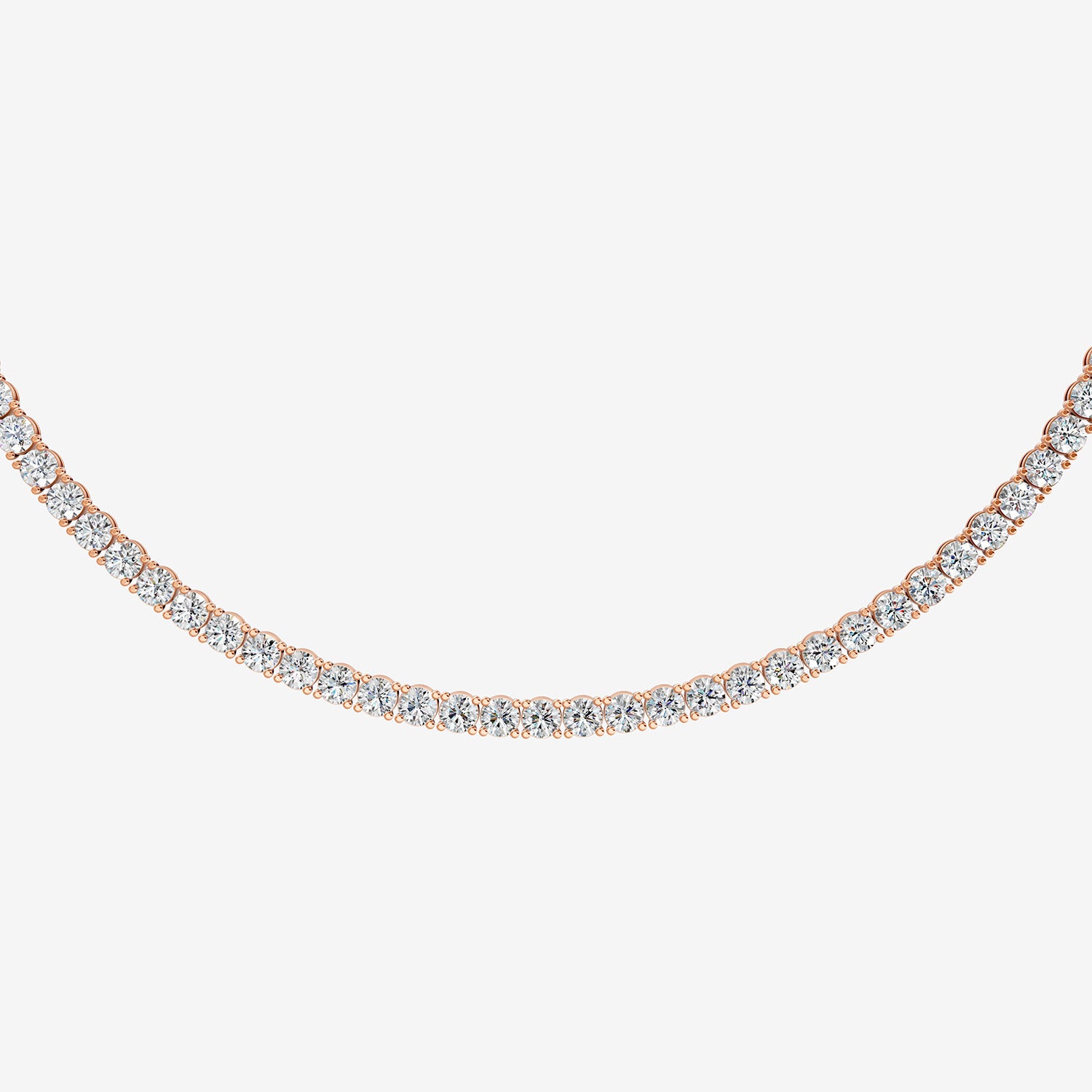 Graduated Classic 7.5 Carat Tennis Necklace in 18K Rose Gold