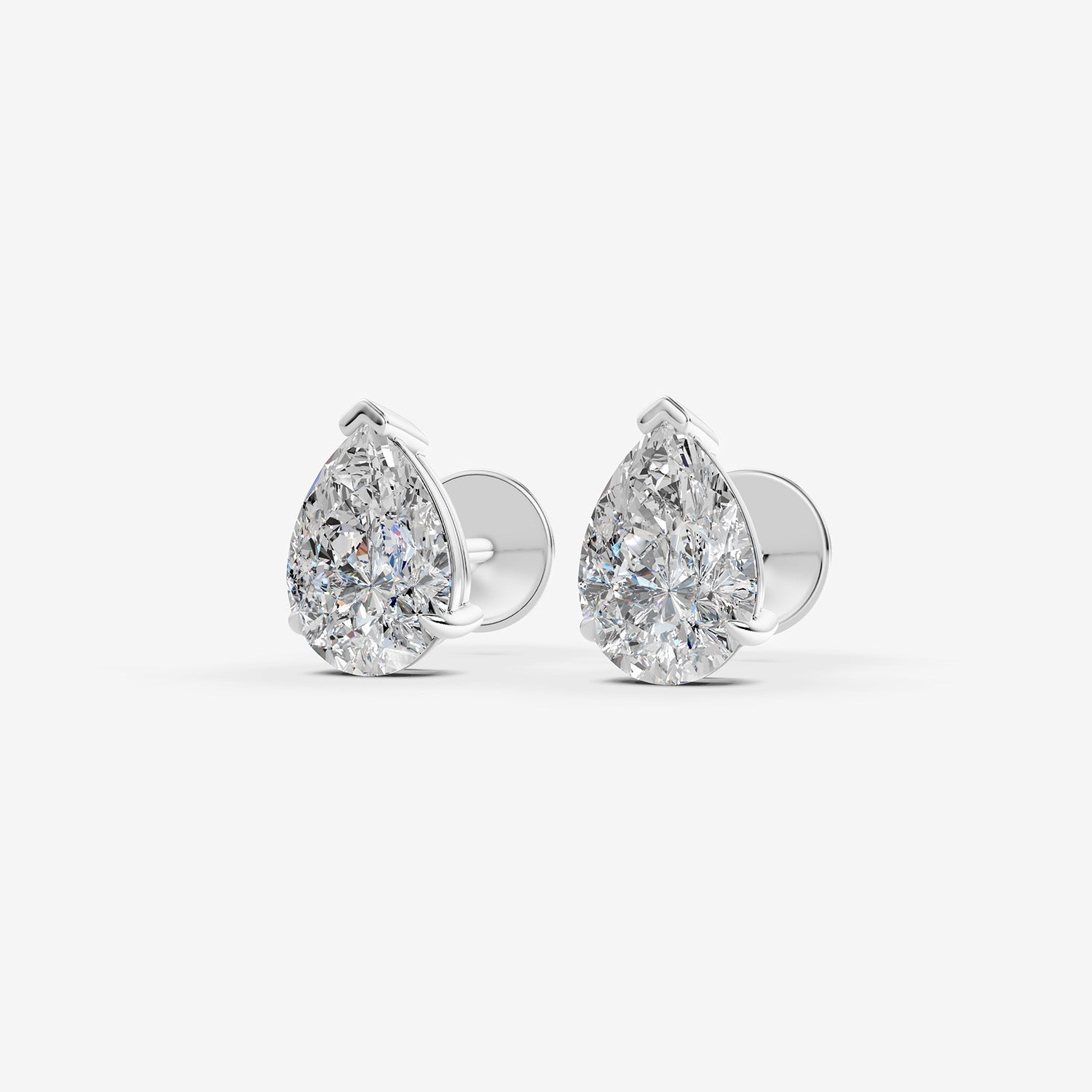 Classic Pear Solitaire Earrings in 18K White Gold