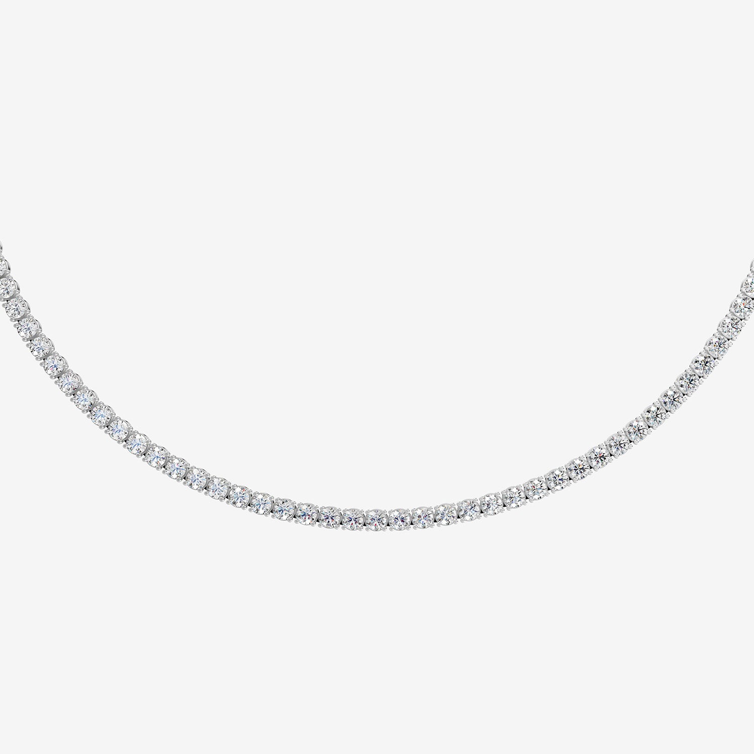 Non Graduated Classic 20 Carat Tennis Necklace in 18K White Gold